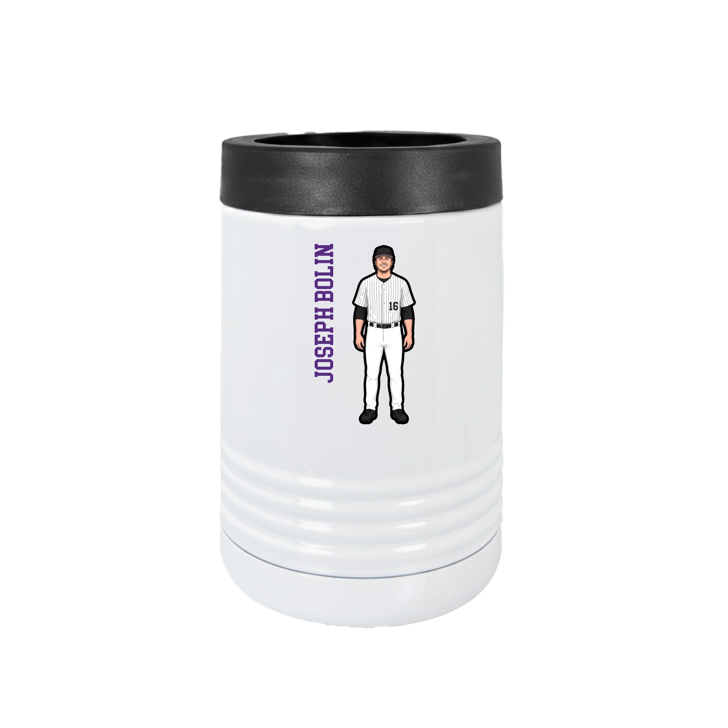 Beverage Holder — Name Vertical in White