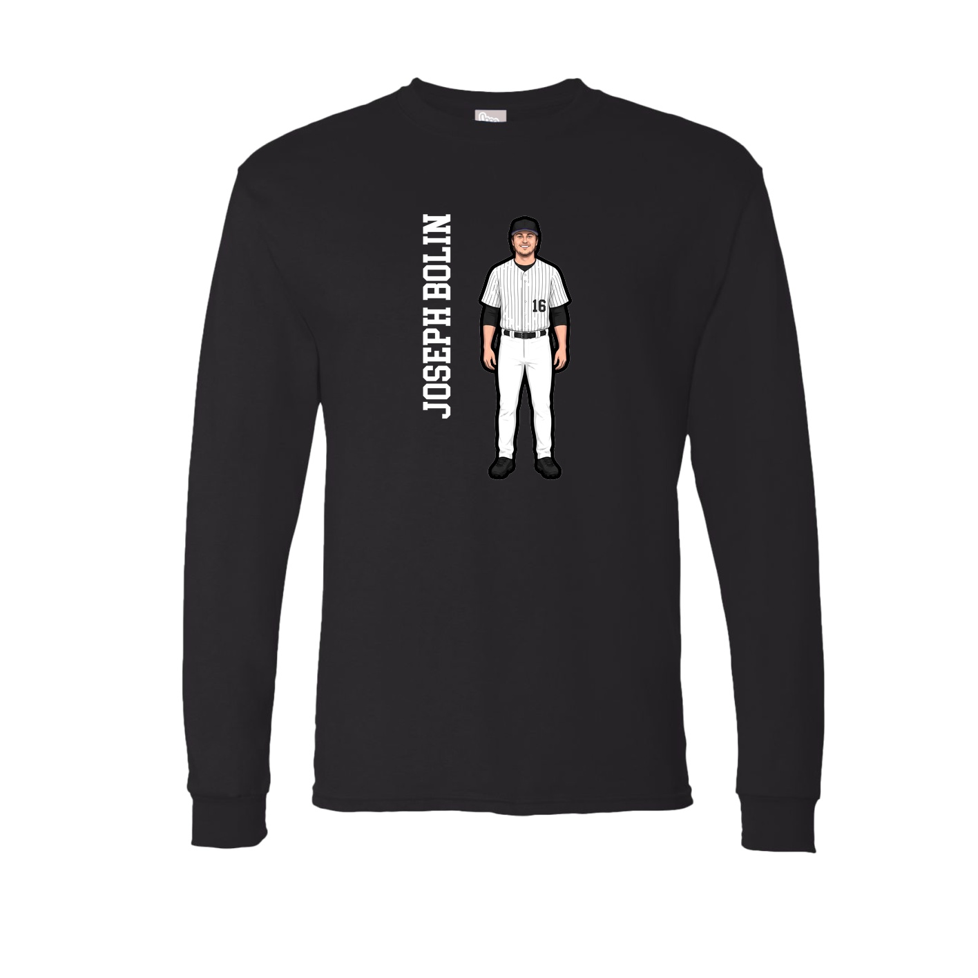 Long Sleeve Tee — Name Vertical in Black