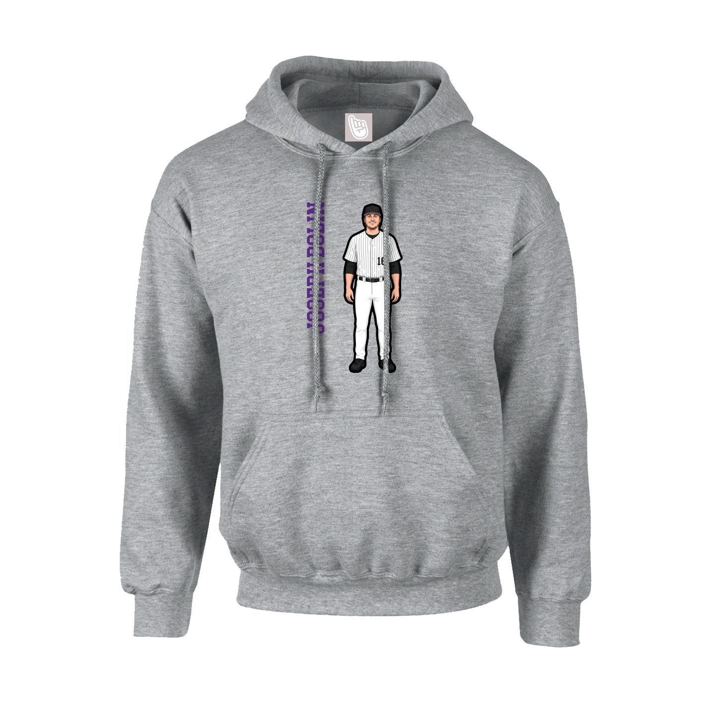 Hoodie — Name Vertical in Grey