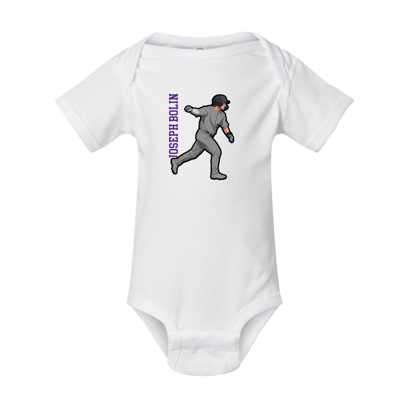 Baby Onesie — Name Vertical in White