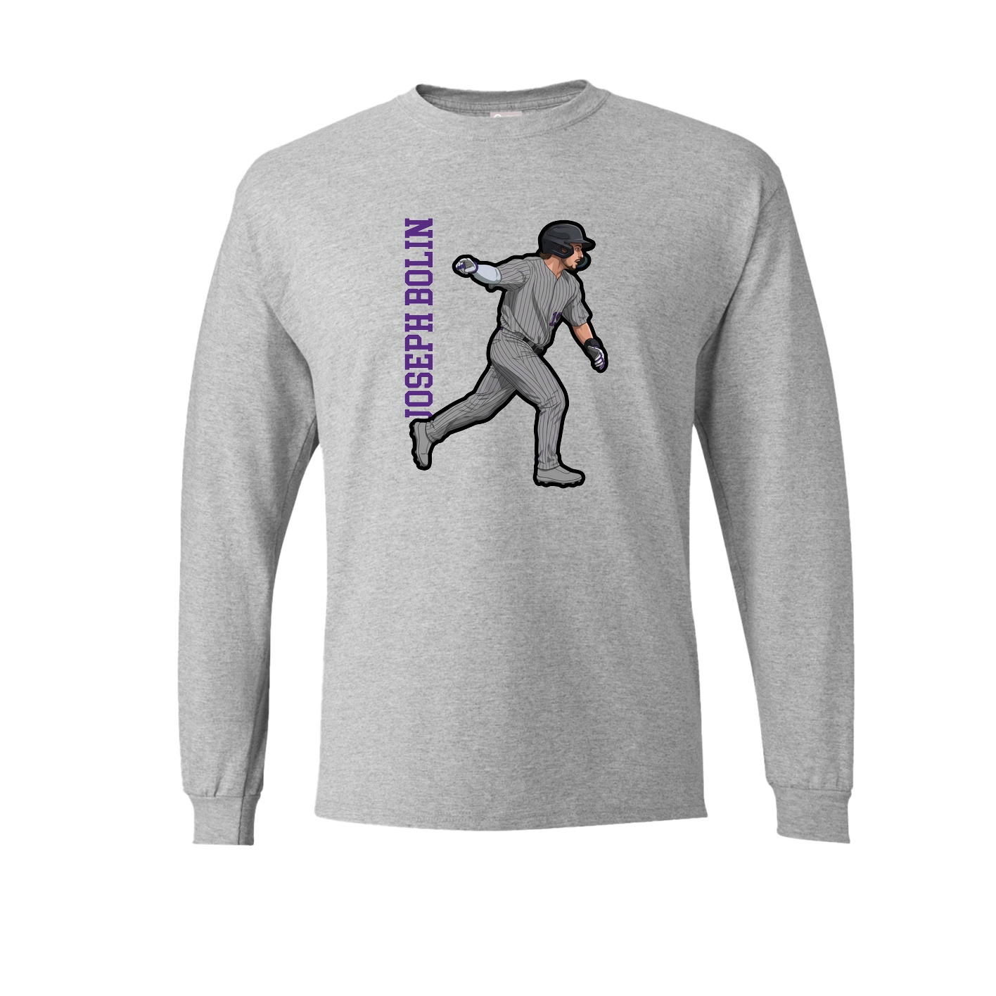 Long Sleeve Tee — Name Vertical in Grey