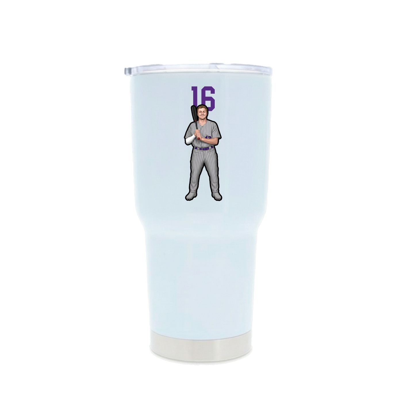30oz Stainless Steel Tumbler — Number Top in White