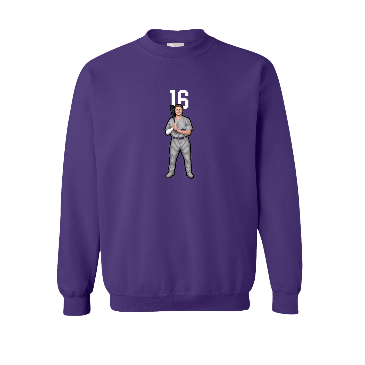 Fleece Crew — Number Top in Purple