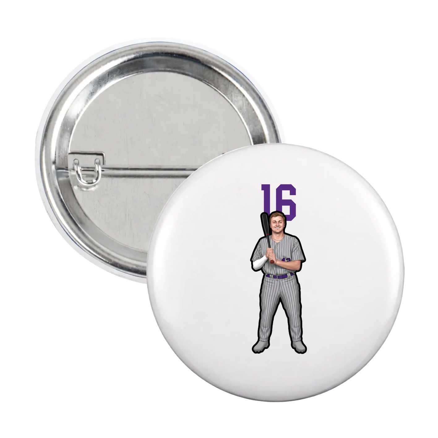 Game Day Button — Number Top in White