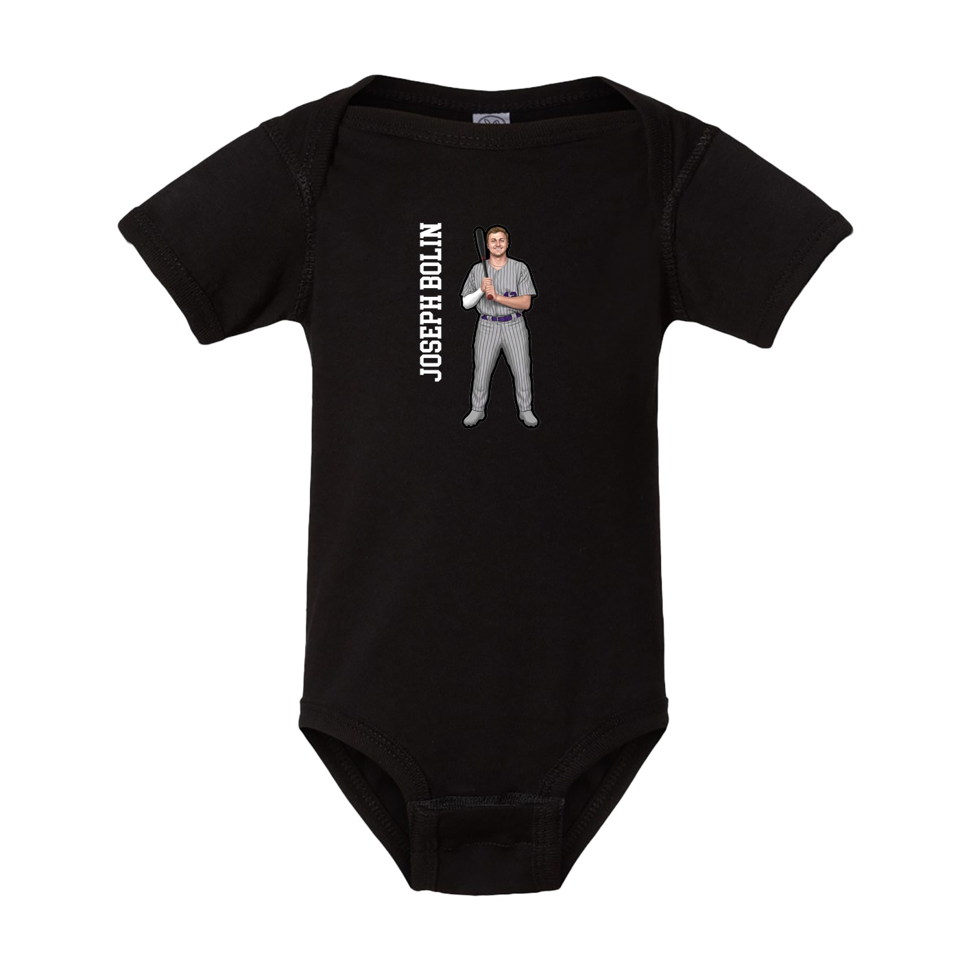 Baby Onesie — Name Vertical in Black