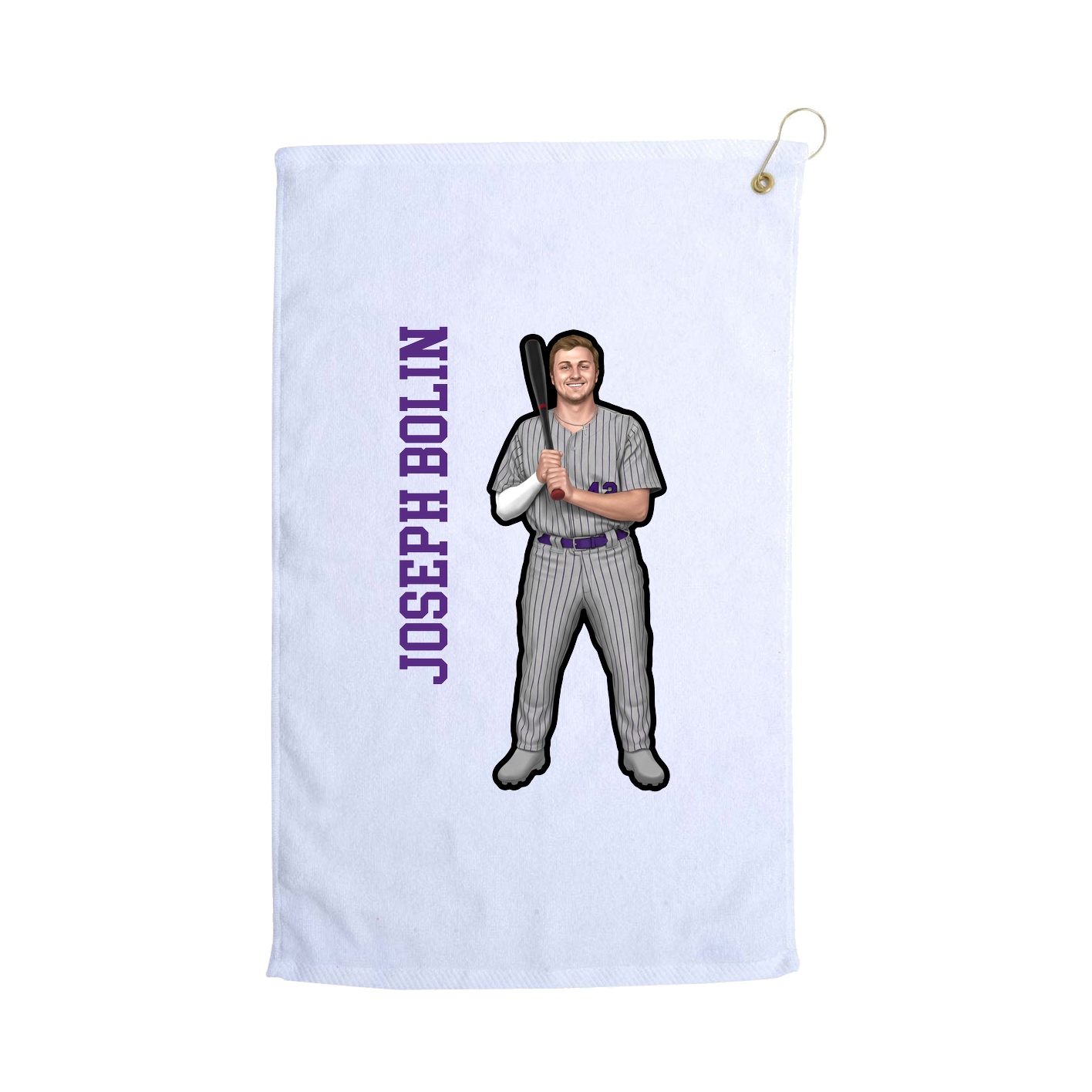 Golf Towel — Name Vertical in White