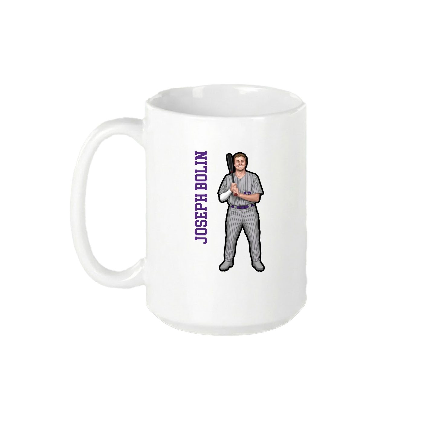 15oz Coffee Mug — Name Vertical in White