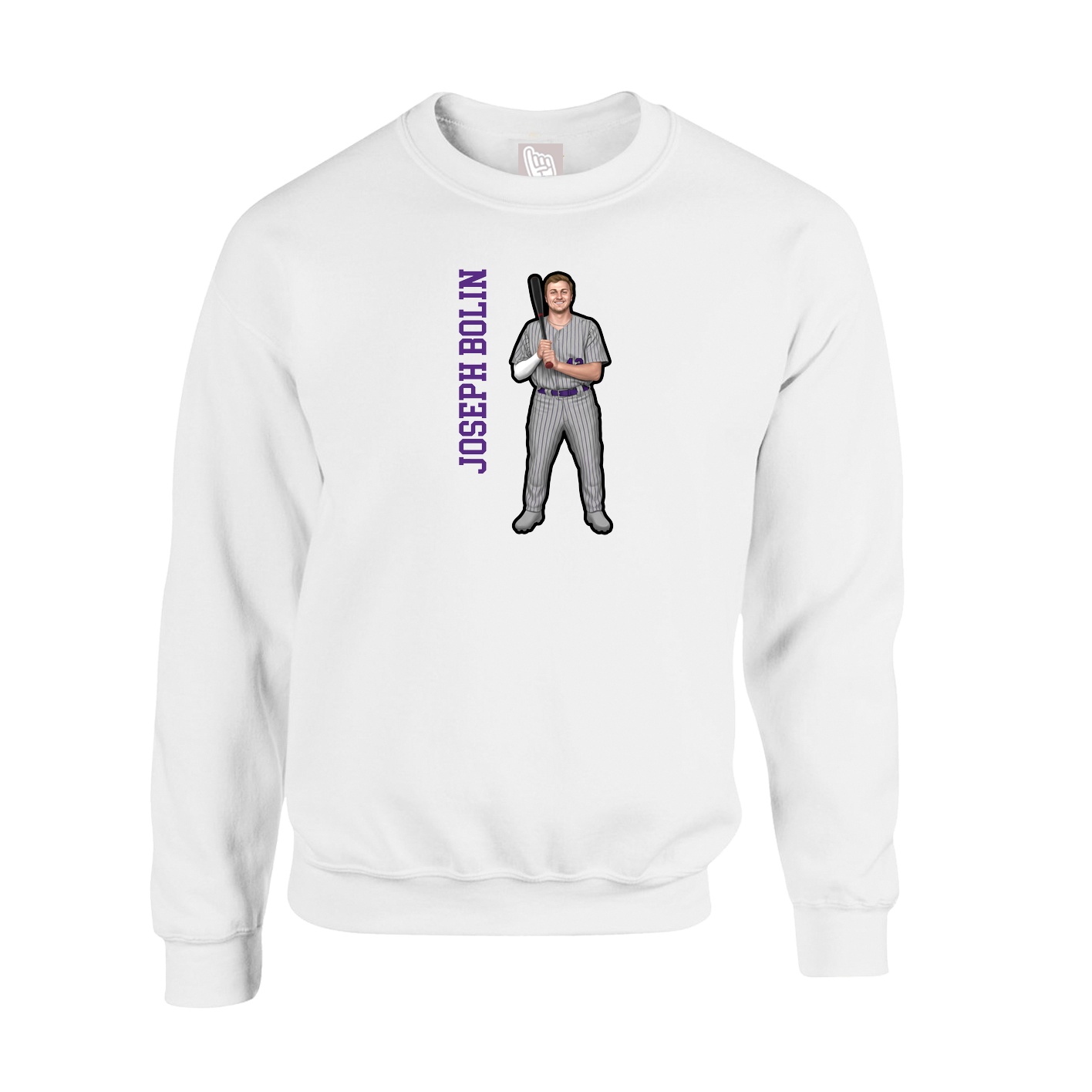 Fleece Crew — Name Vertical in White
