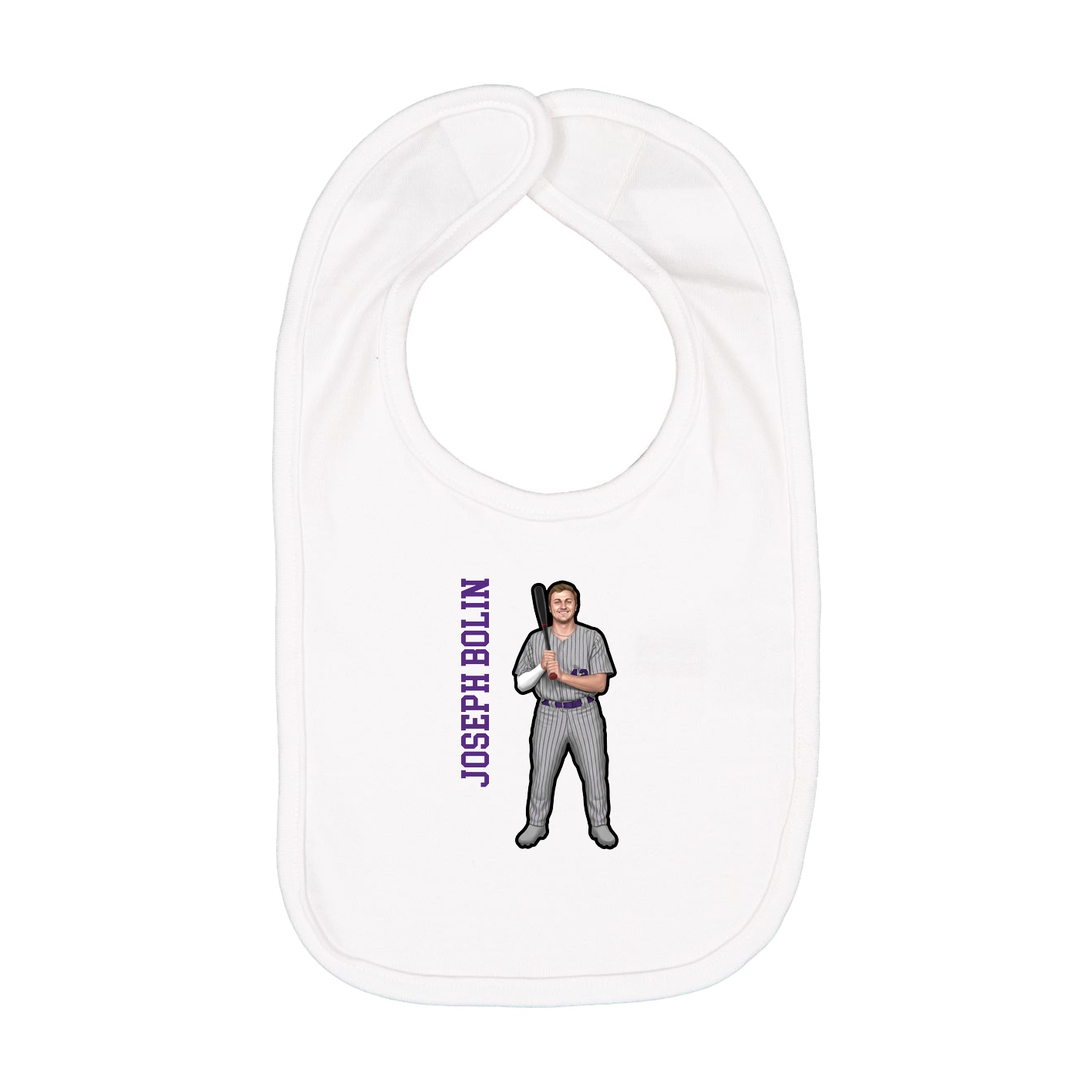 Infant Bib — Name Vertical in White
