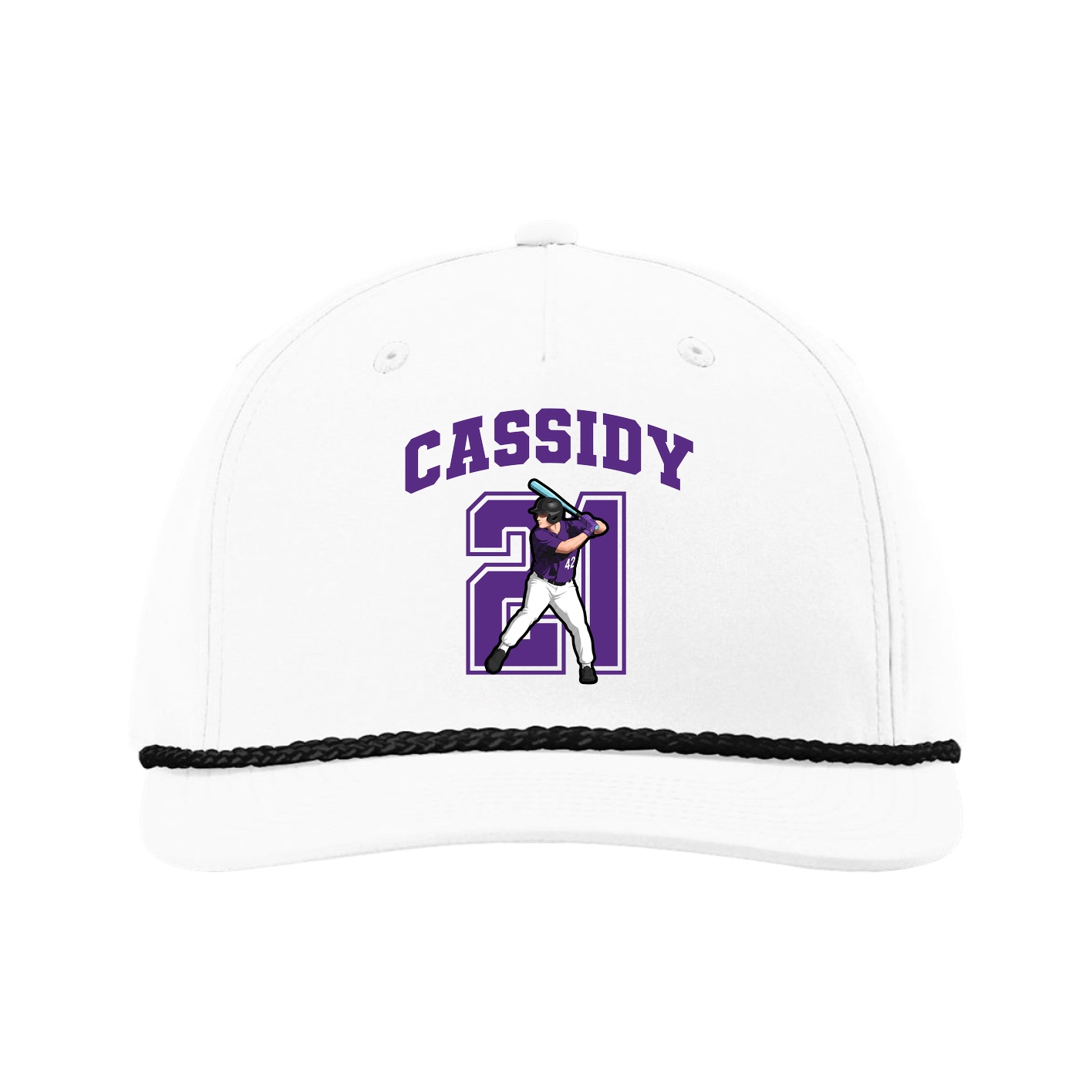 Five-Panel Classic Rope Cap — Number in White