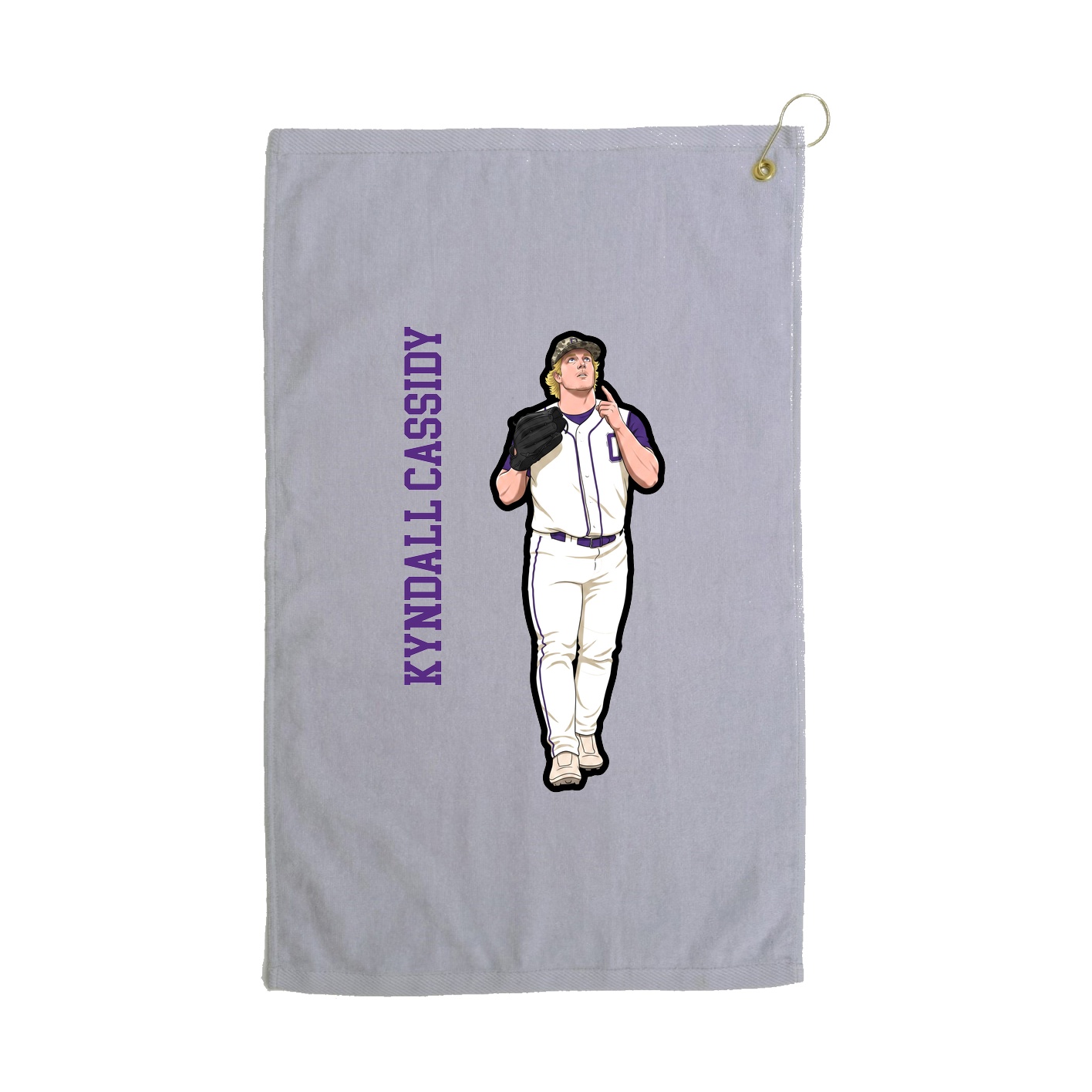 Golf Towel — Name Vertical in Grey