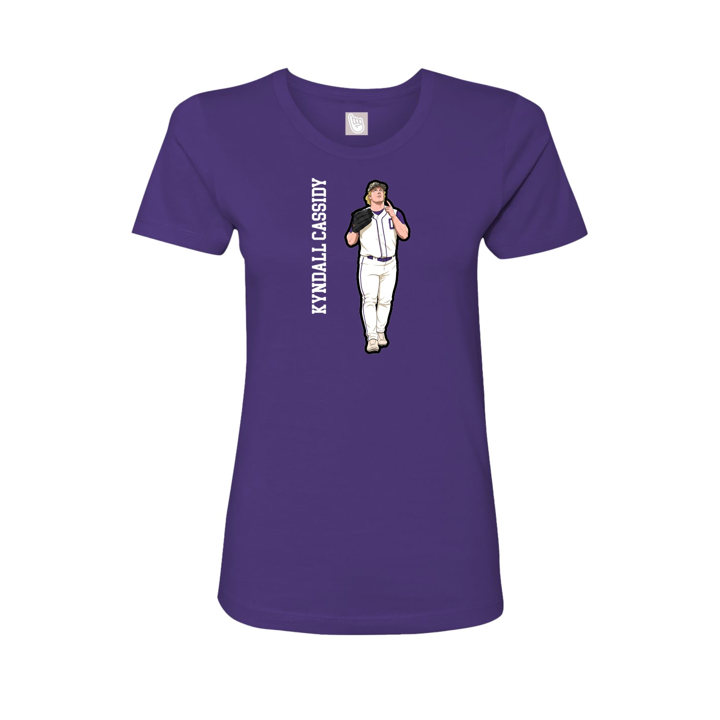 Fitted Women's Tee — Name Vertical in Purple