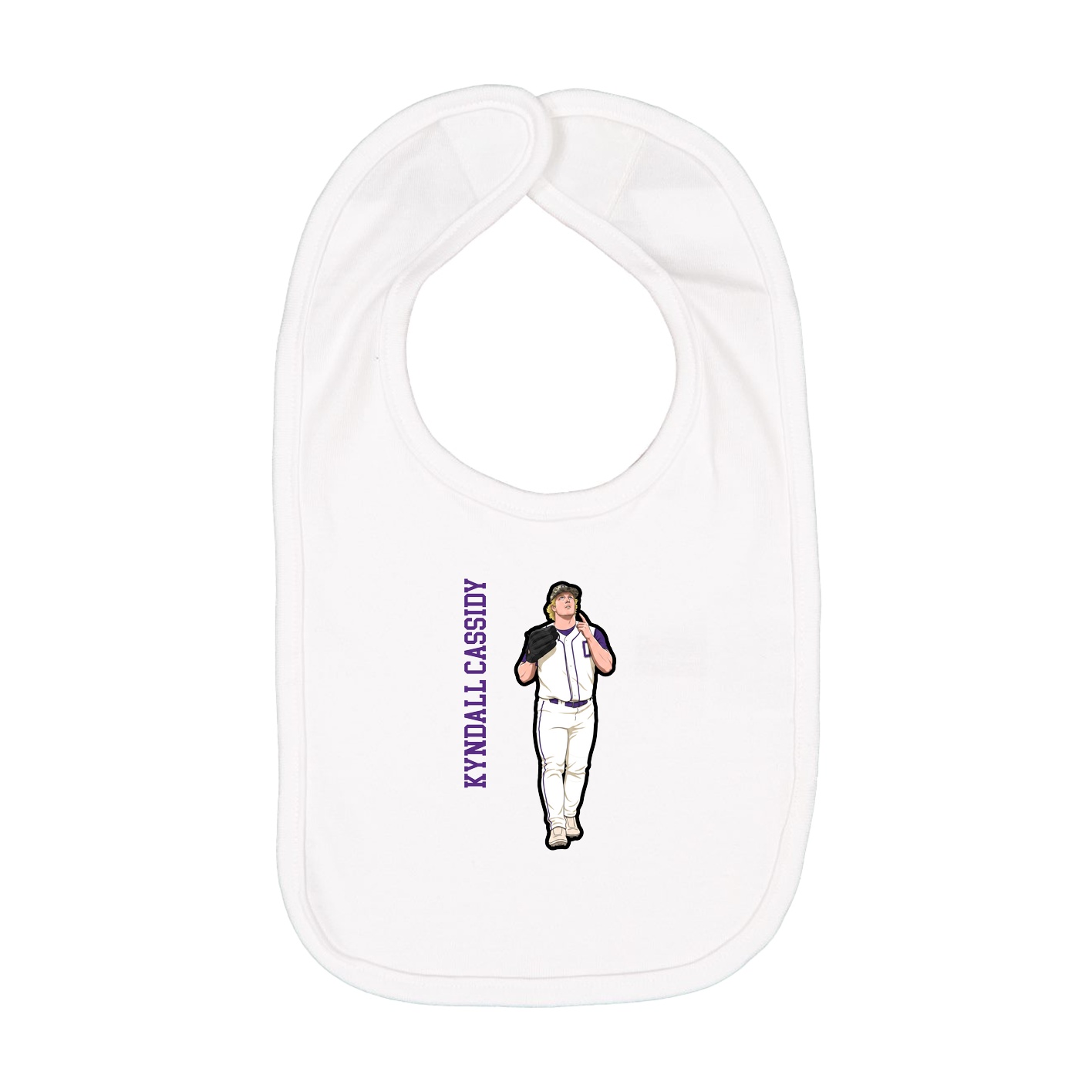 Infant Bib — Name Vertical in White