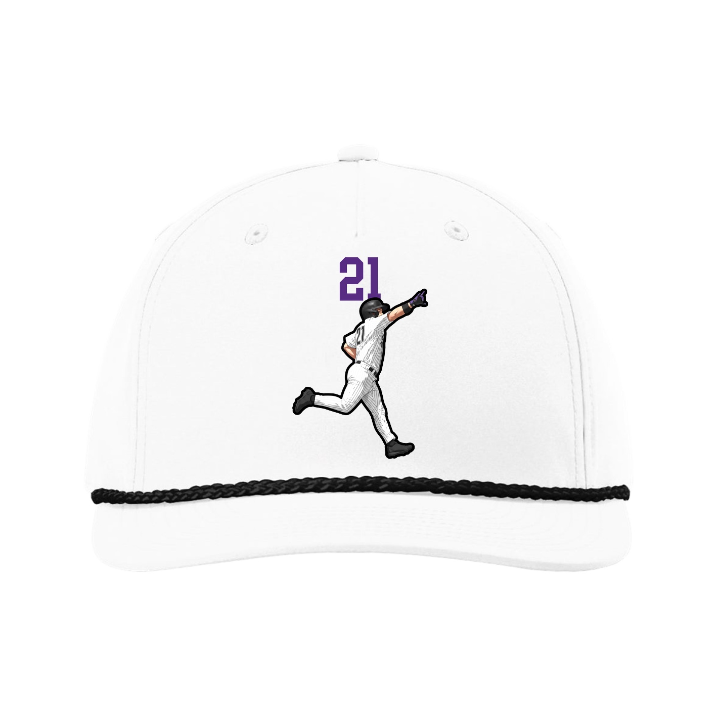 Five-Panel Classic Rope Cap — Number Top in White