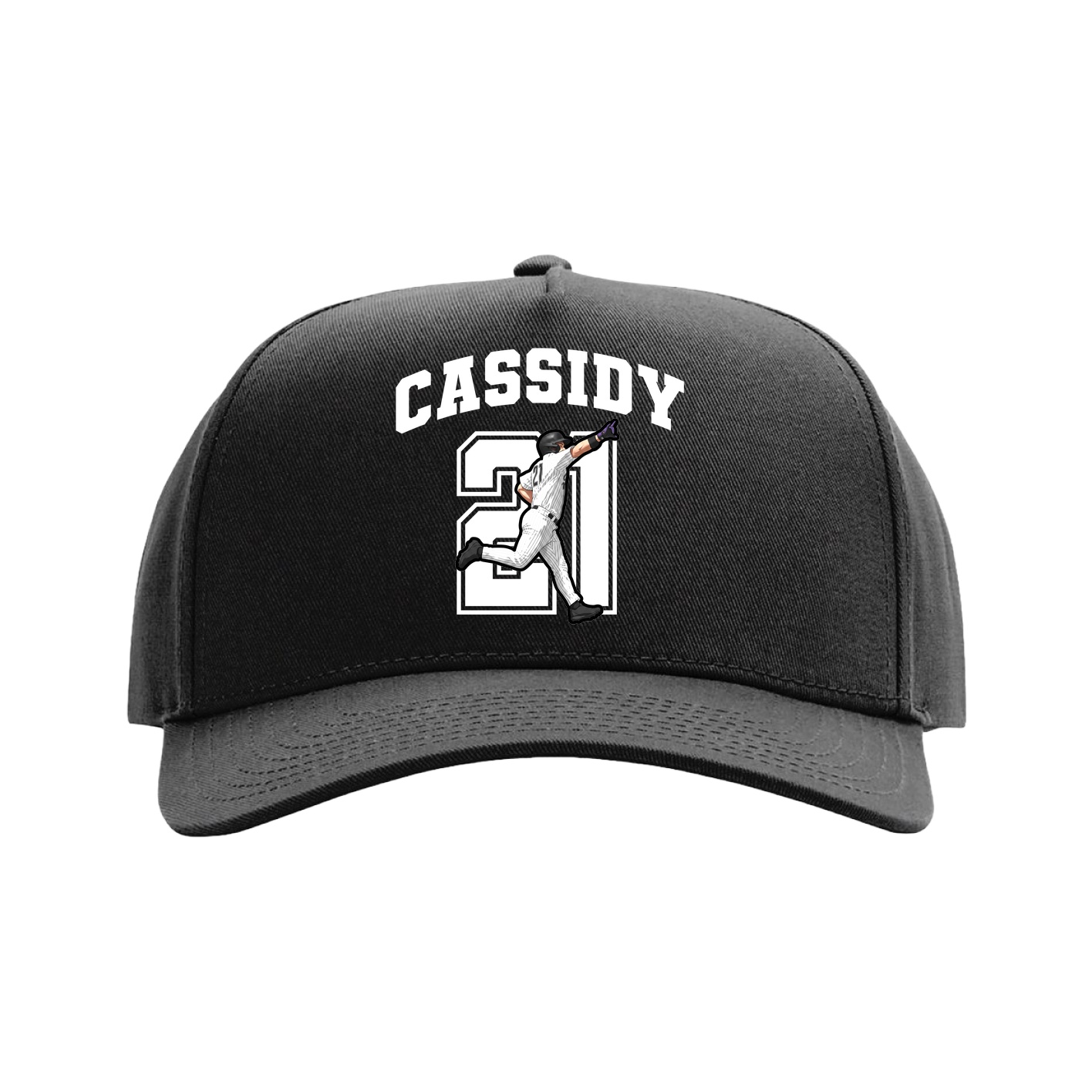 Full Fabric Five-Panel Champ Cap — Number in Black