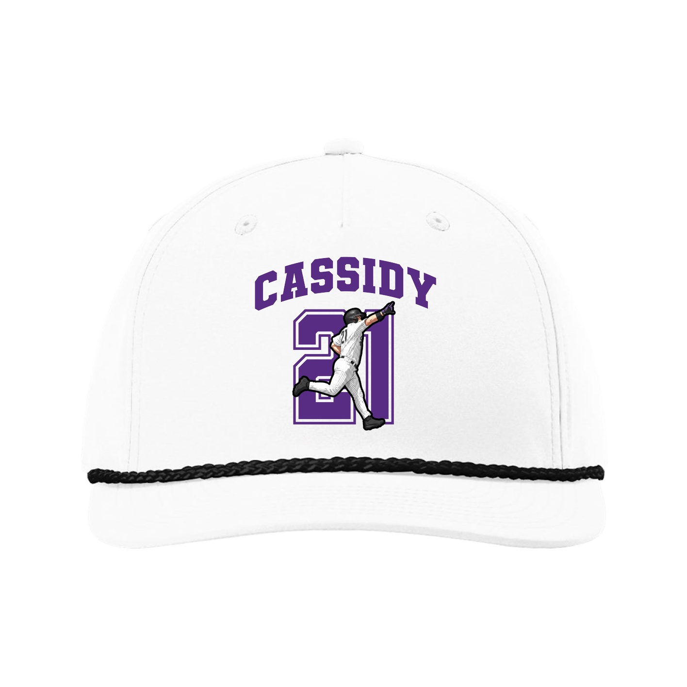 Five-Panel Classic Rope Cap — Number in White