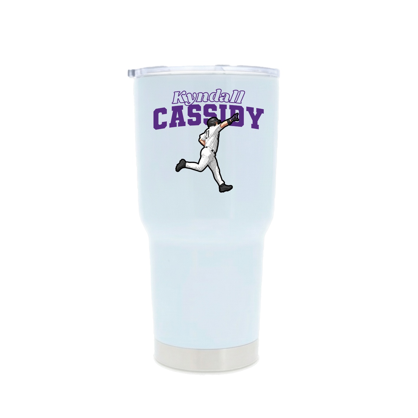 30oz Stainless Steel Tumbler — Name Arch in White