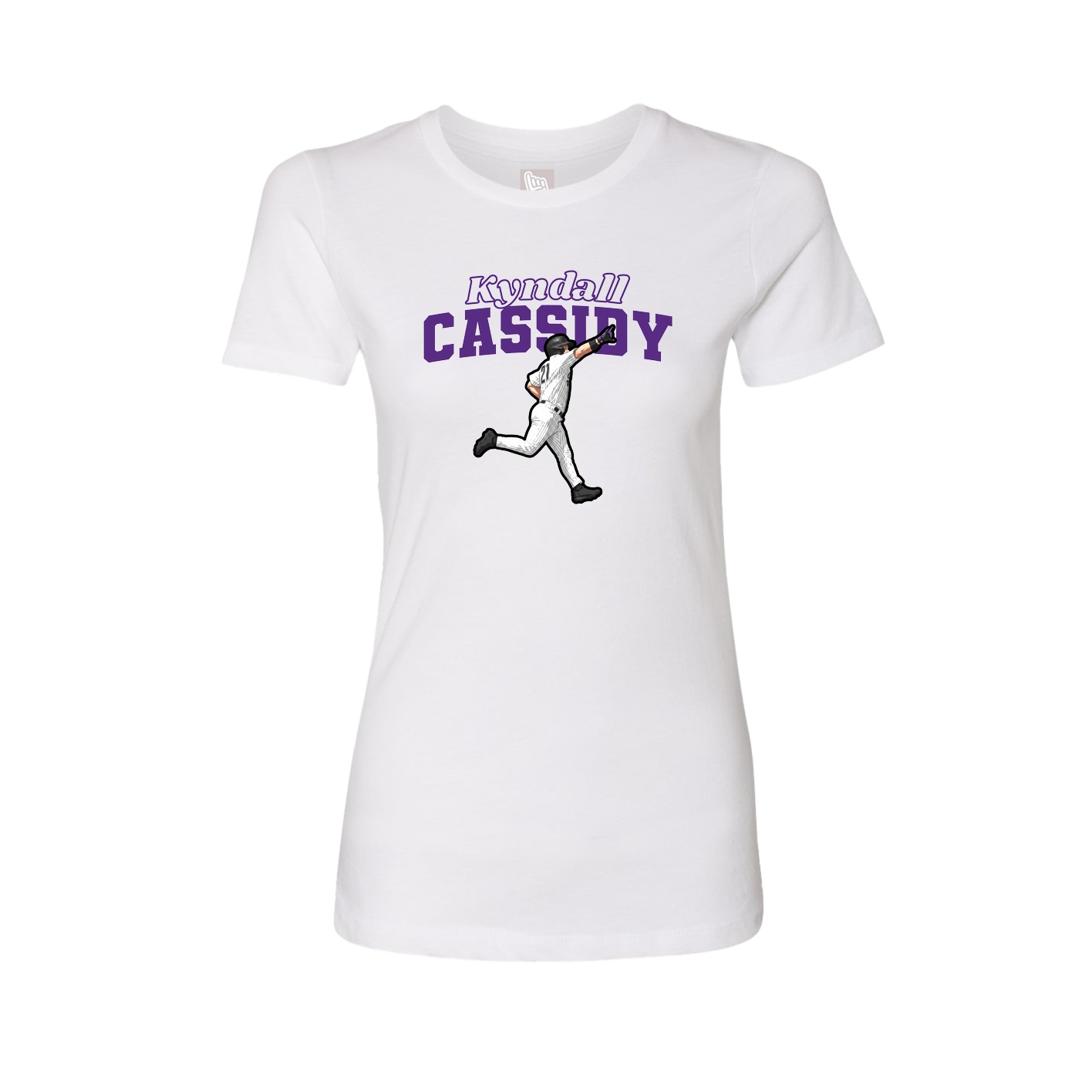 Fitted Women's Tee — Name Arch in White