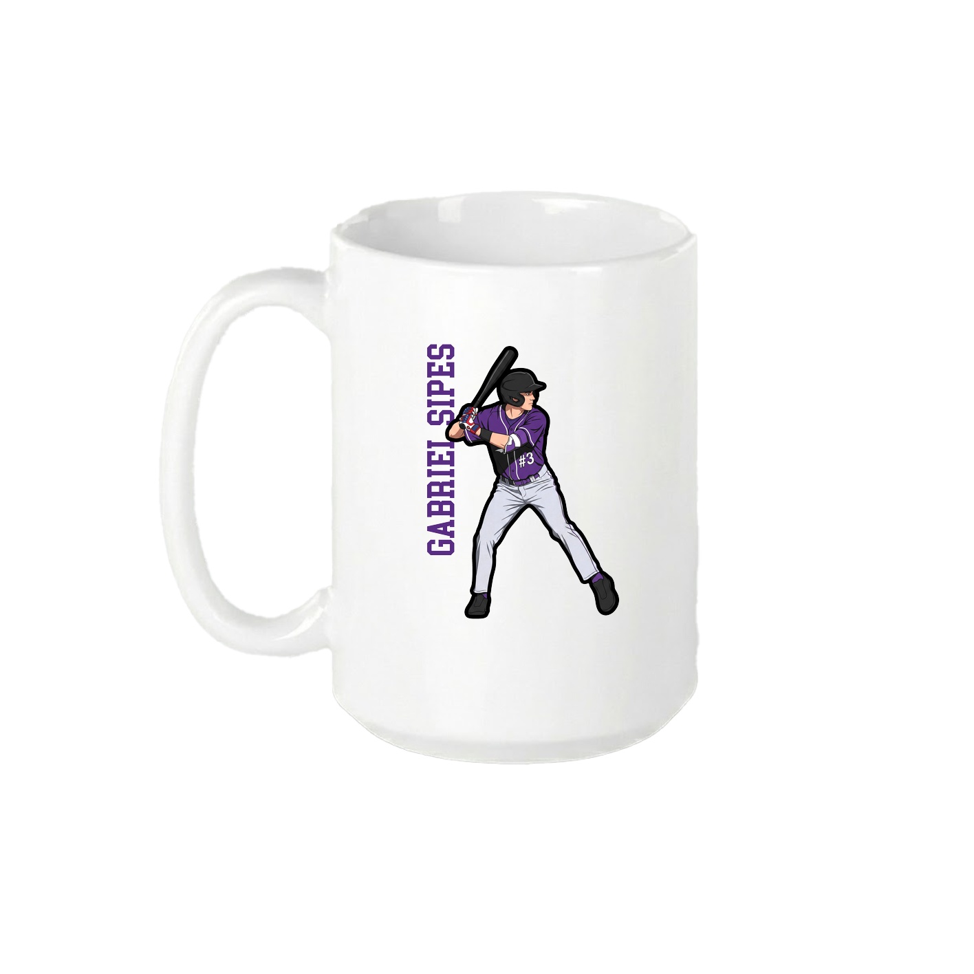 15oz Coffee Mug — Name Vertical in White
