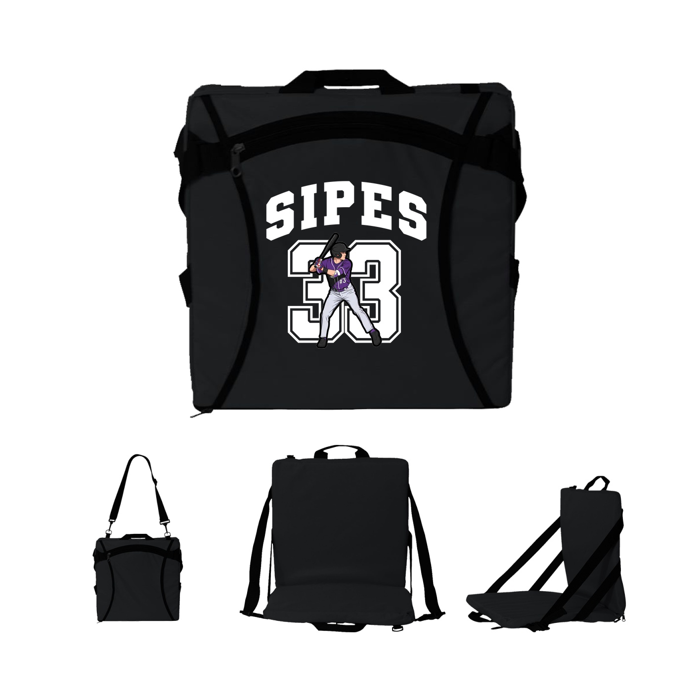 Folding Stadium Seat — Number in Black