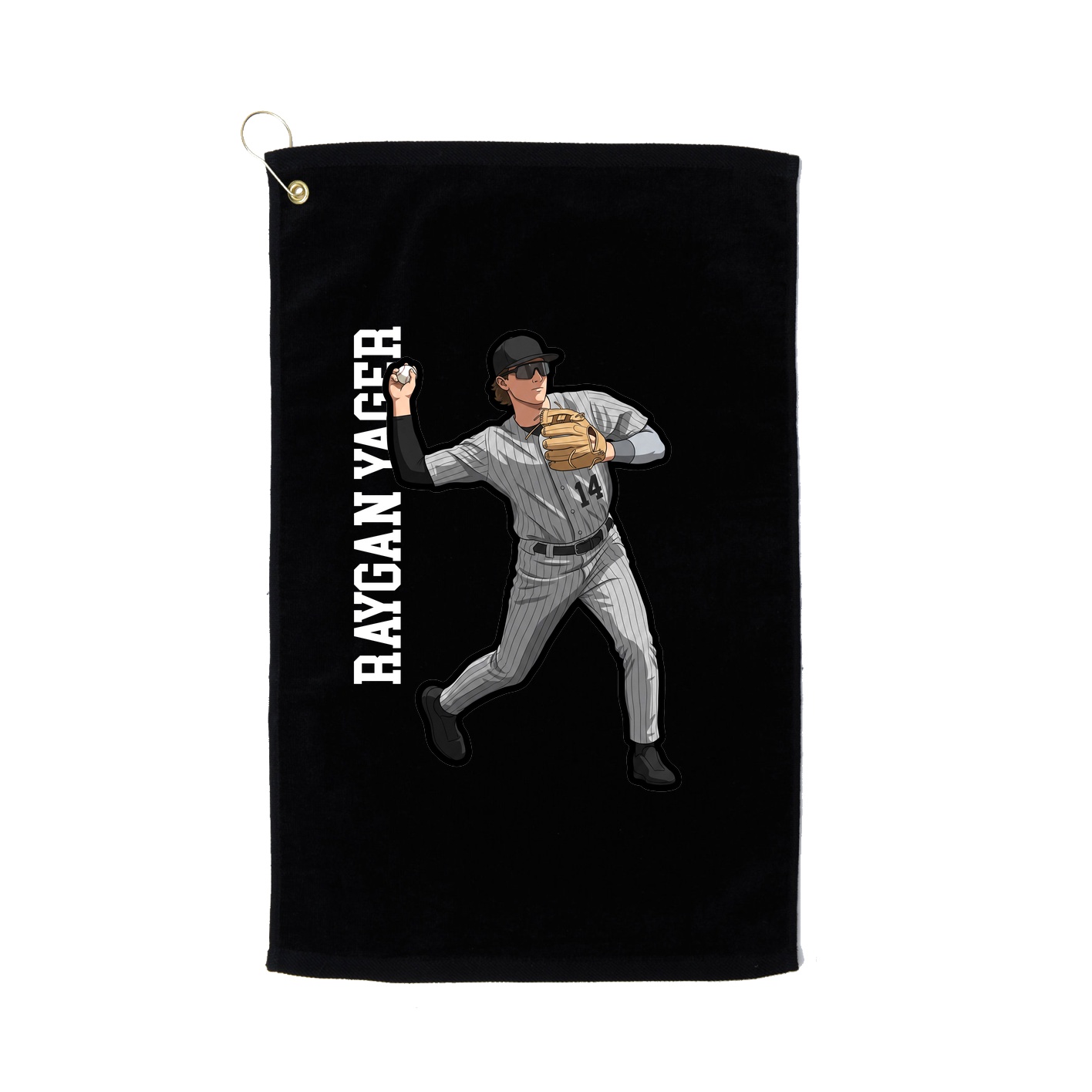Golf Towel — Name Vertical in Black