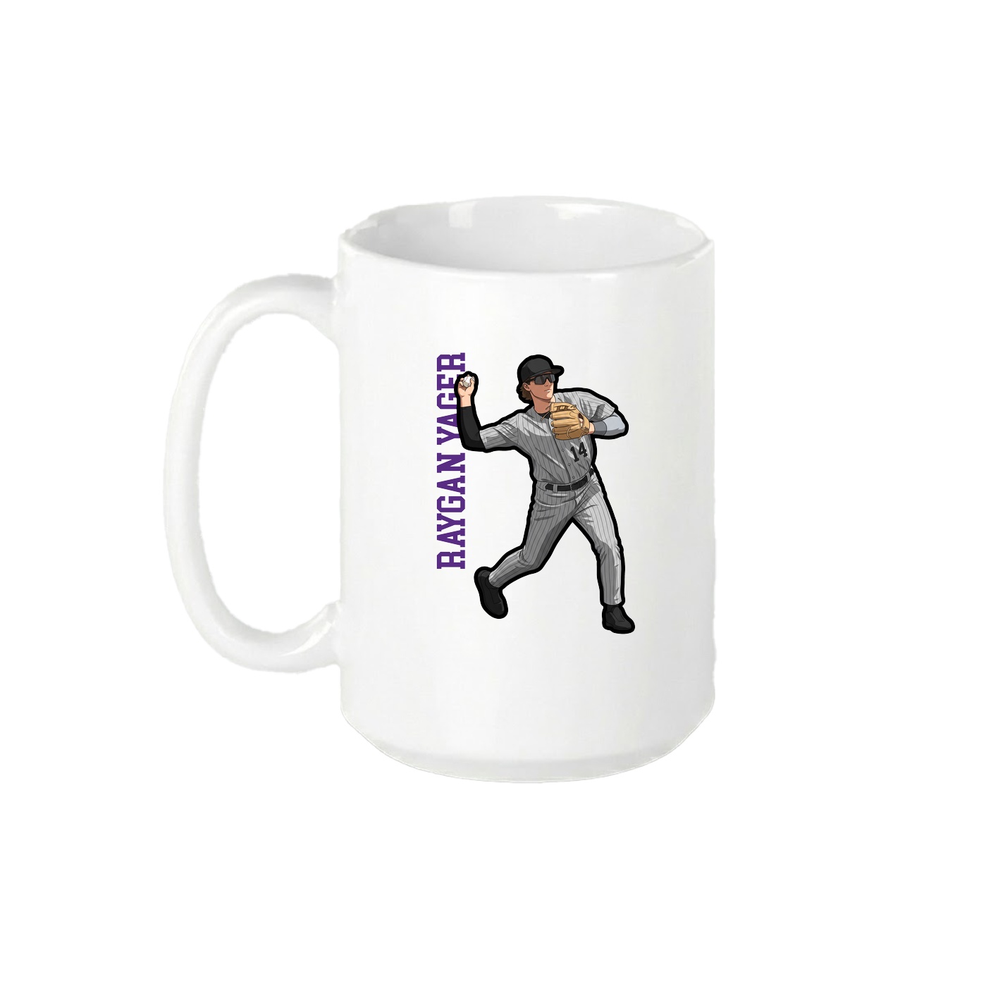15oz Coffee Mug — Name Vertical in White