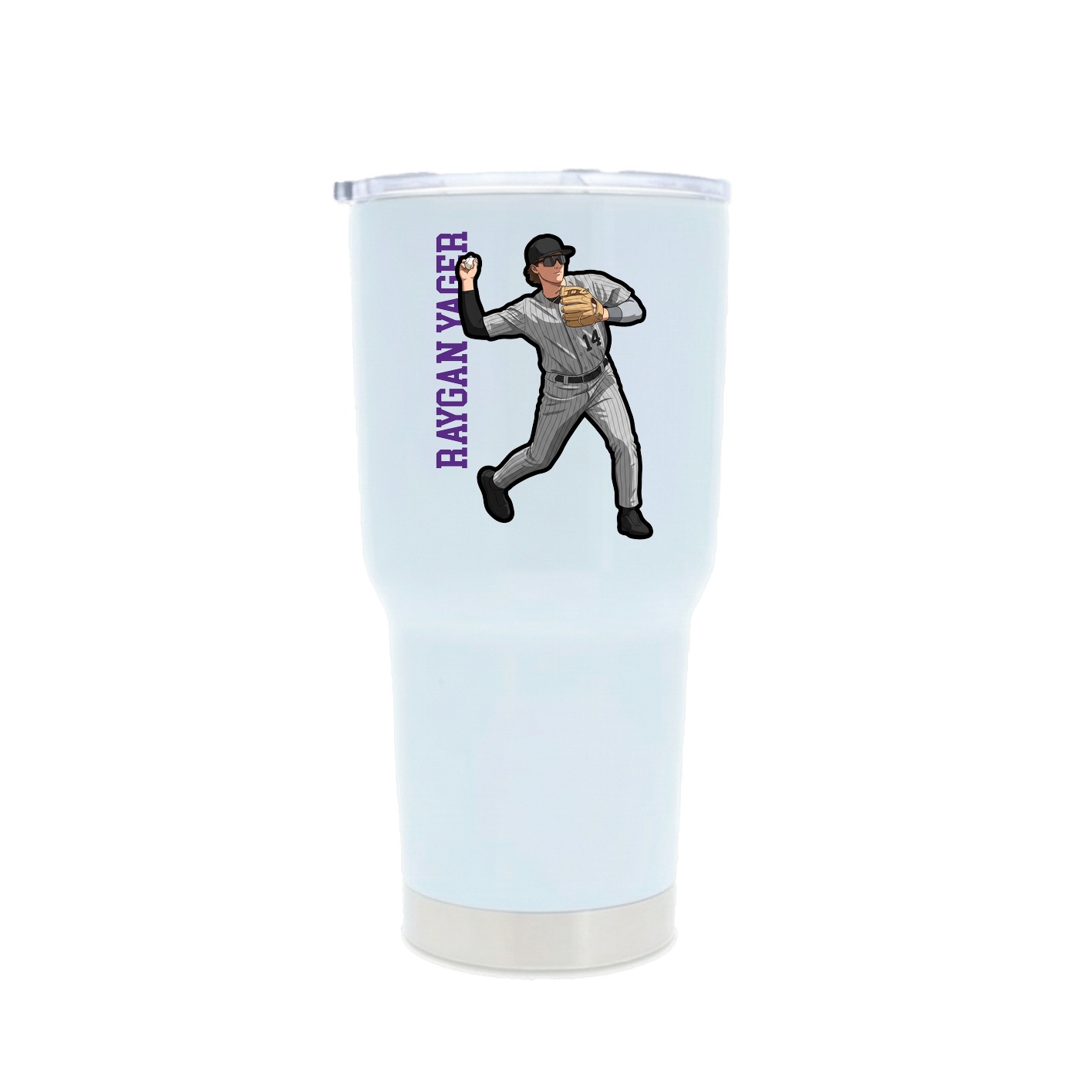 30oz Stainless Steel Tumbler — Name Vertical in White