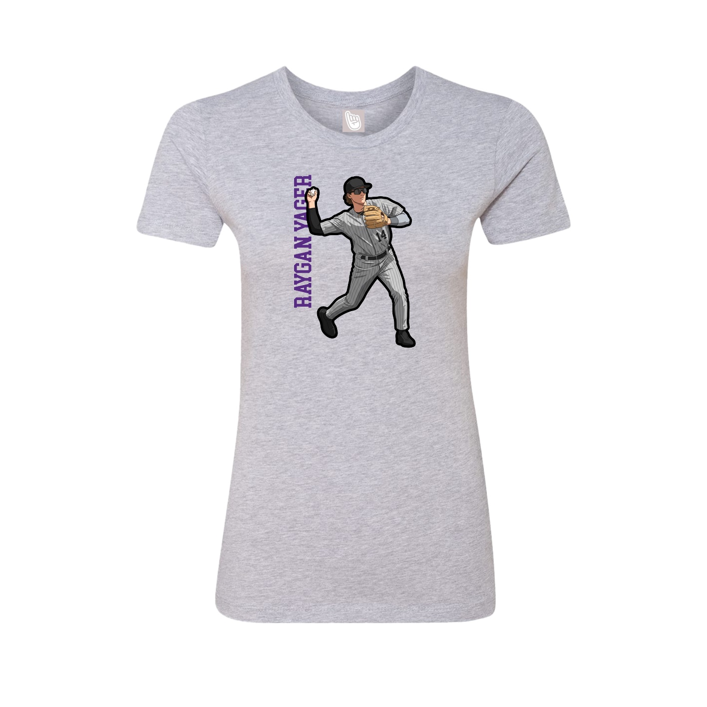 Fitted Women's Tee — Name Vertical in Grey