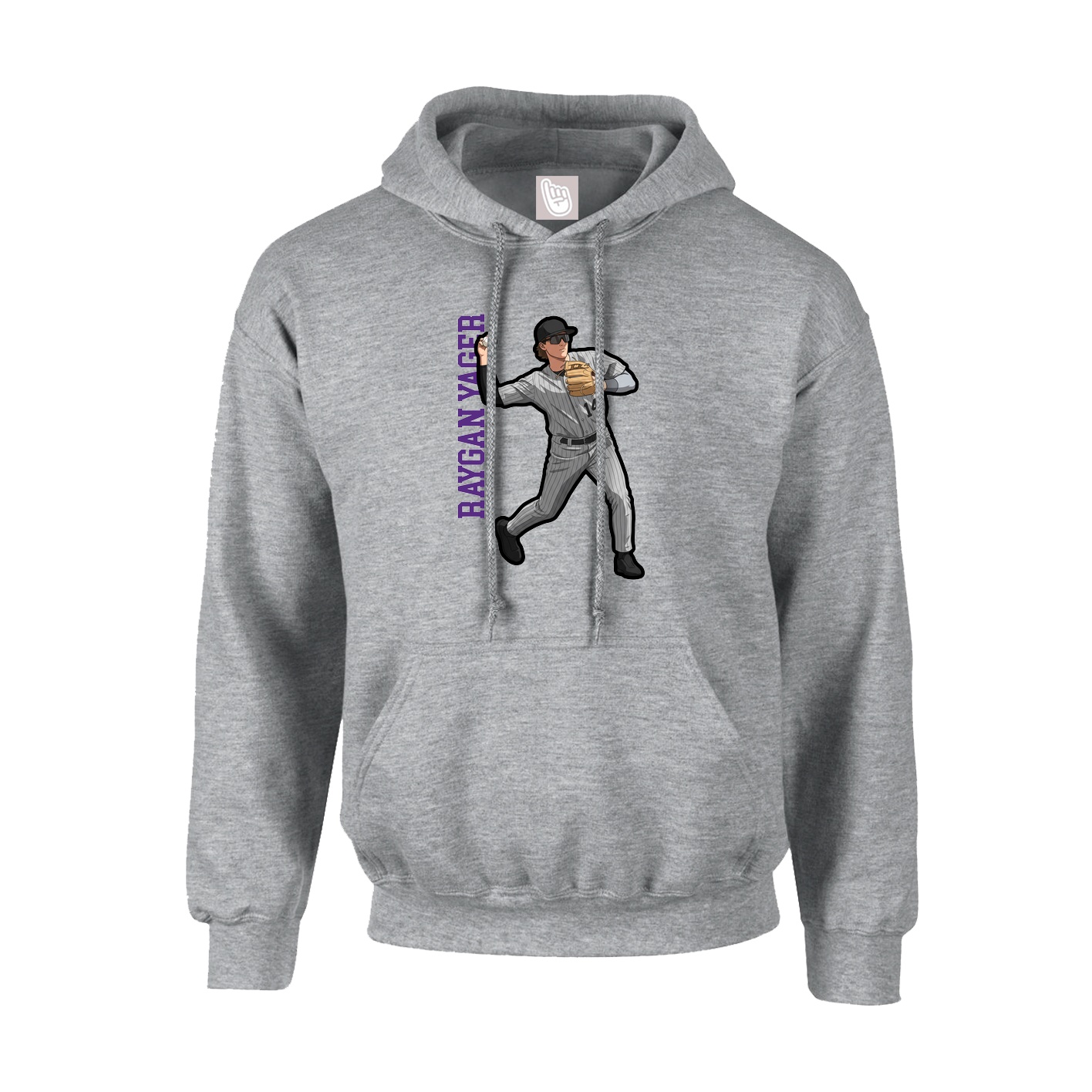 Hoodie — Name Vertical in Grey