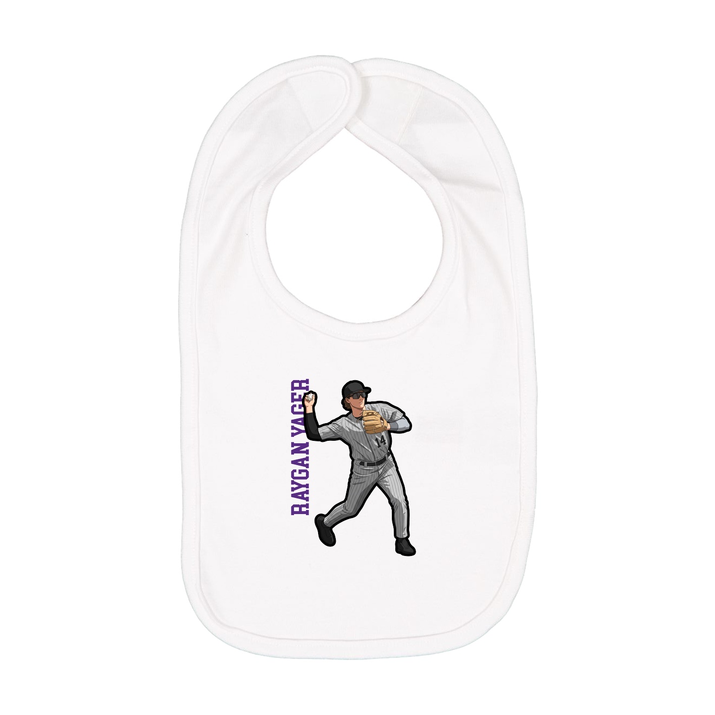 Infant Bib — Name Vertical in White