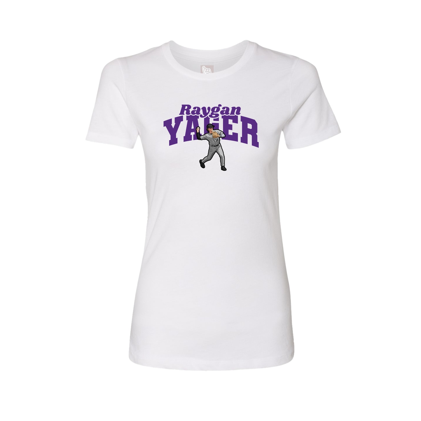 Fitted Women's Tee — Signature Arch in White