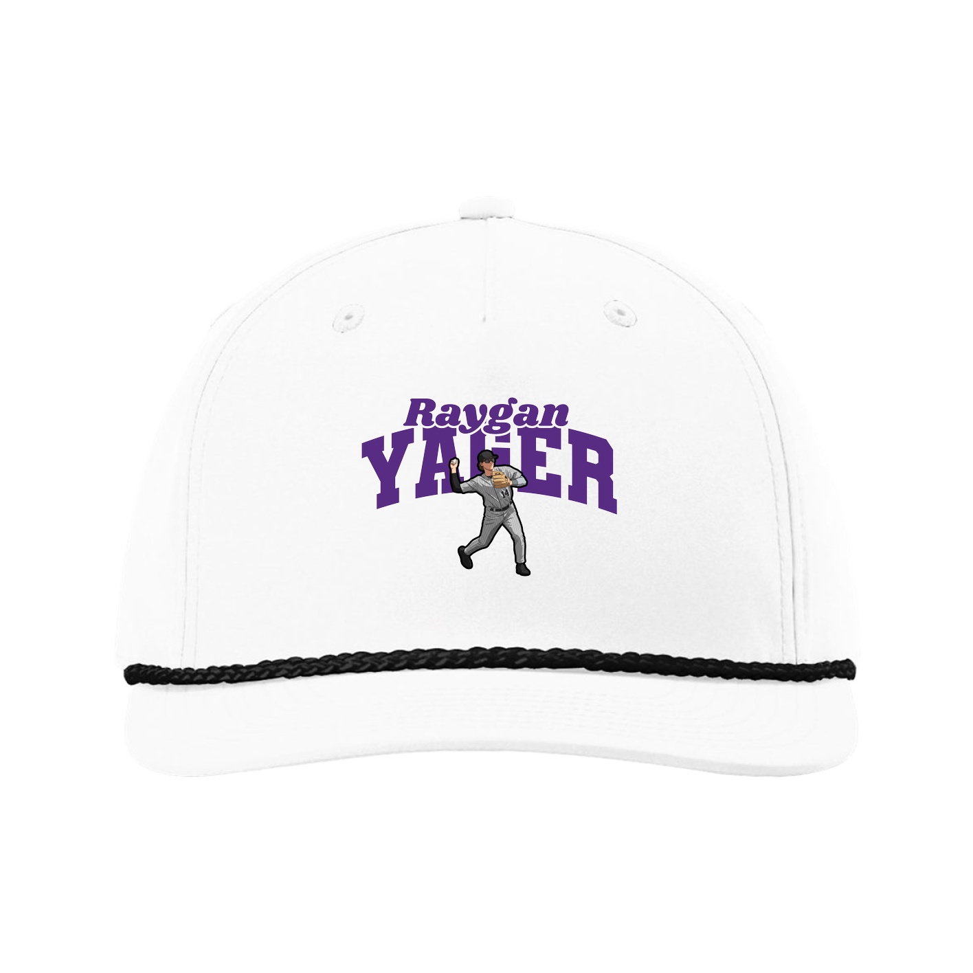Five-Panel Classic Rope Cap — Signature Arch in White