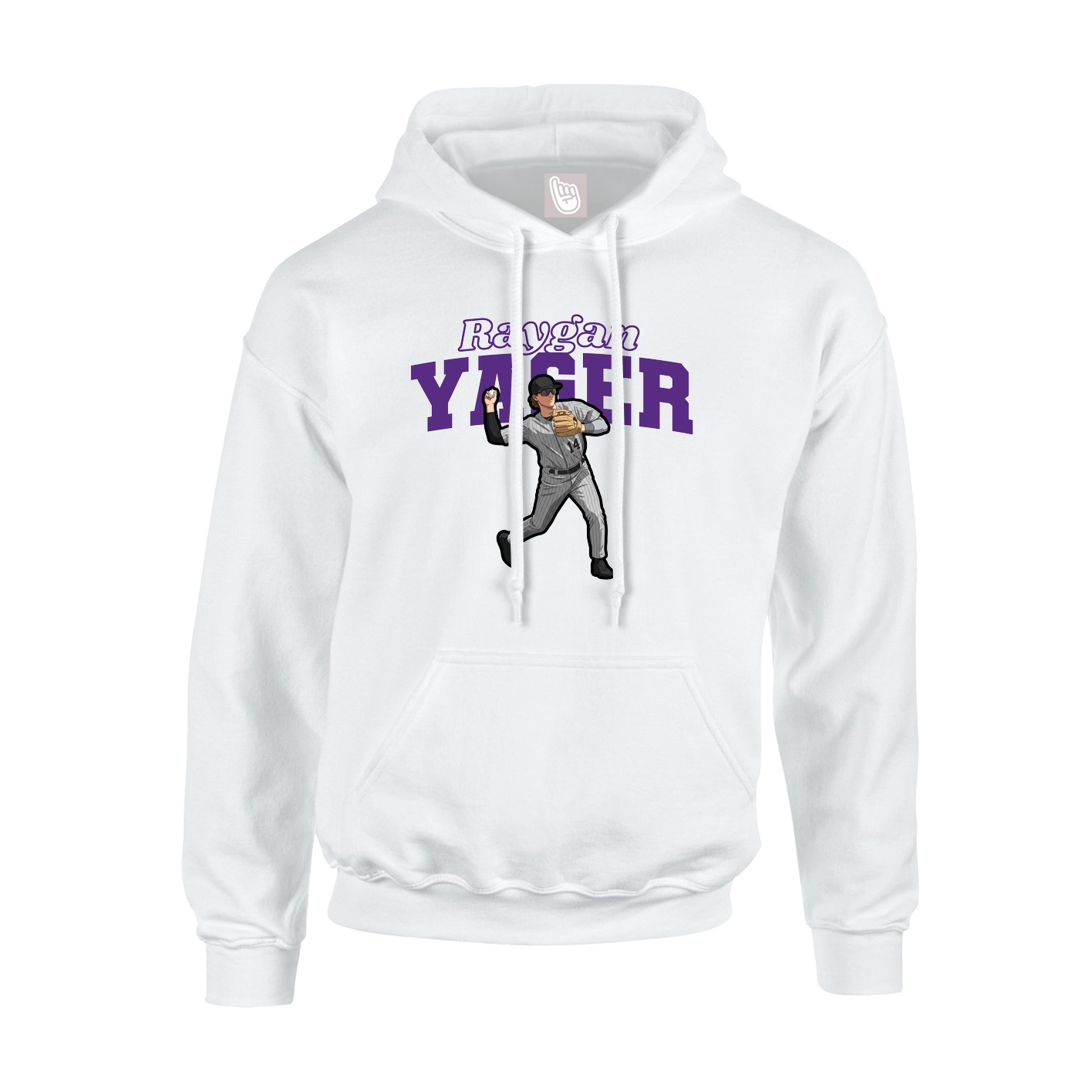 Youth Hoodie — Name Arch in White