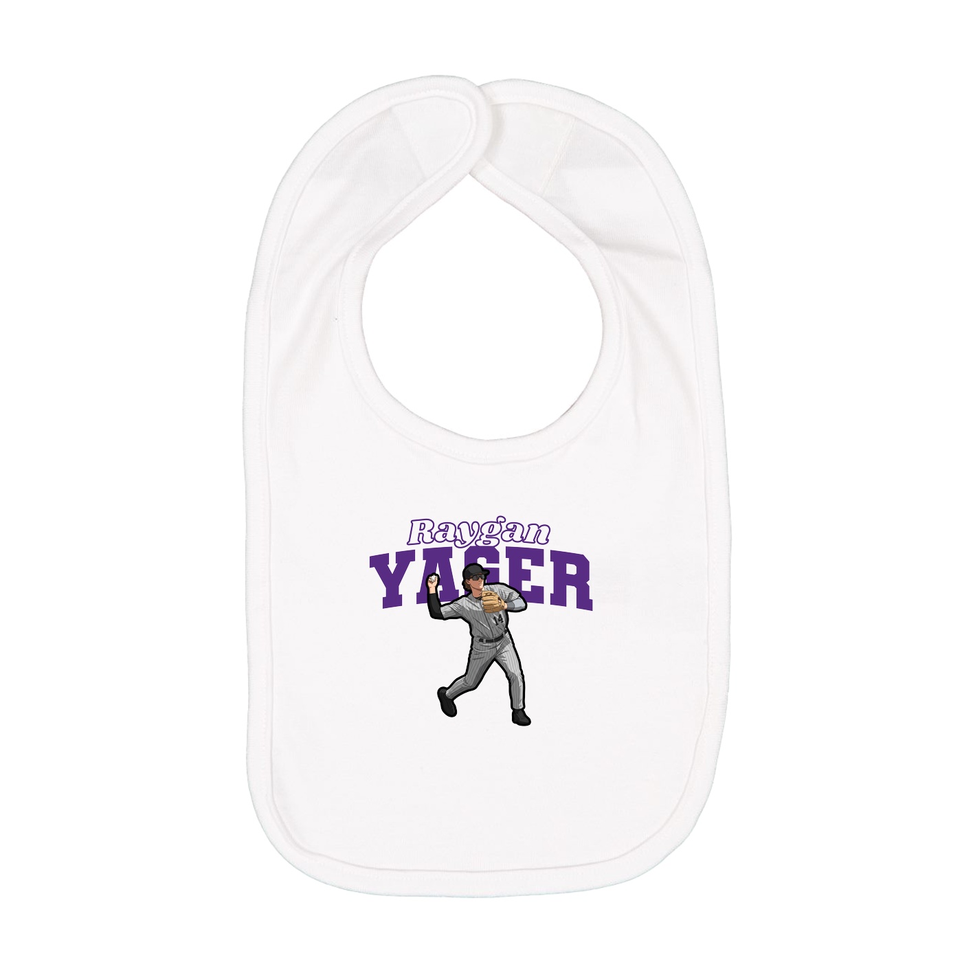 Infant Bib — Name Arch in White