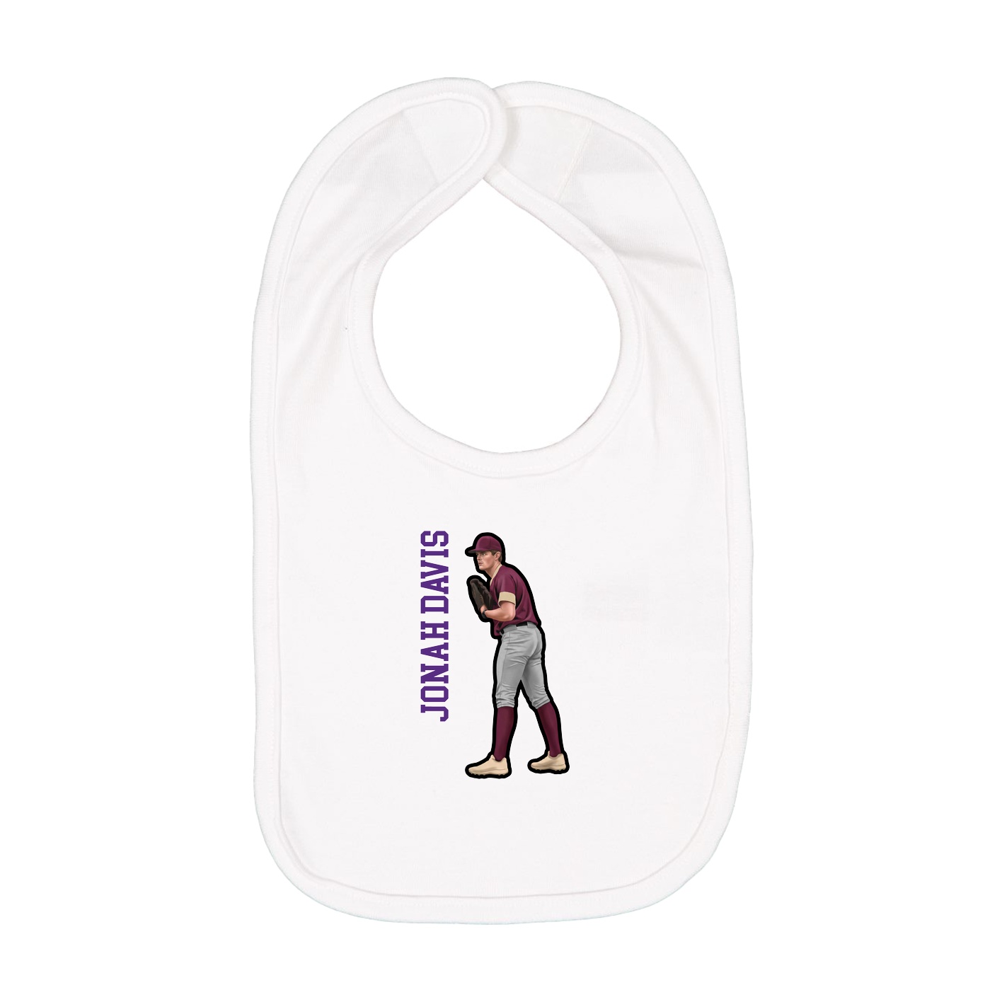 Infant Bib — Name Vertical in White