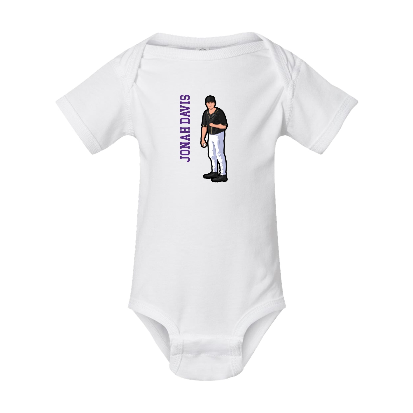 Baby Onesie — Name Vertical in White
