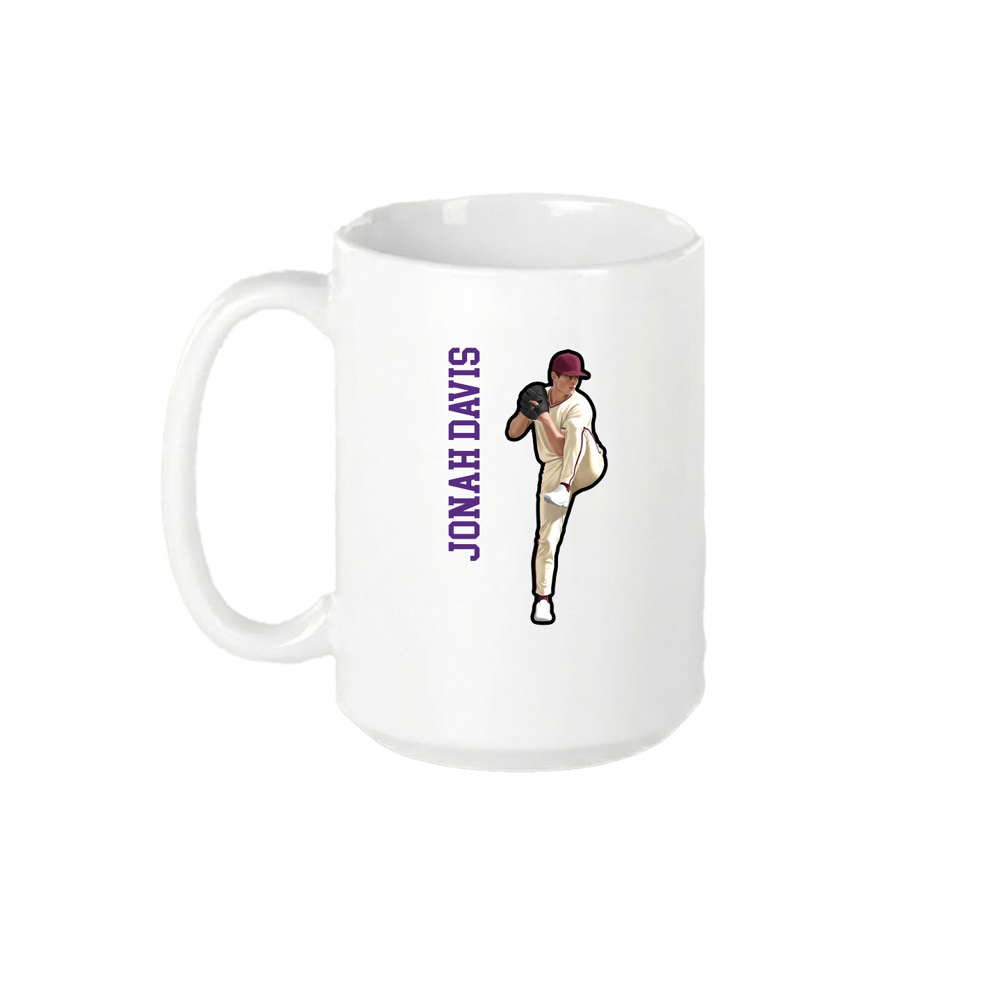 15oz Coffee Mug — Name Vertical in White