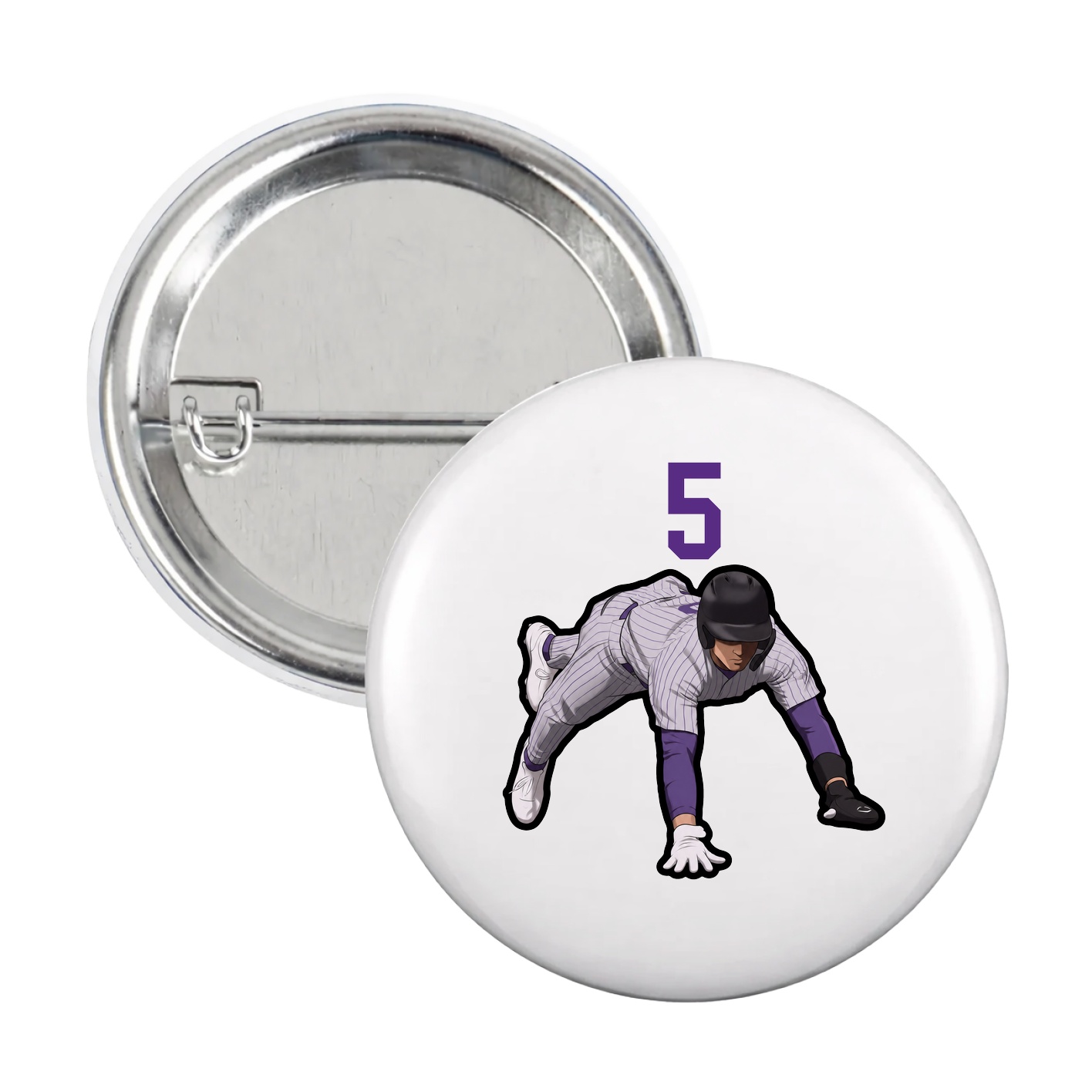 Game Day Button — Number Top in White