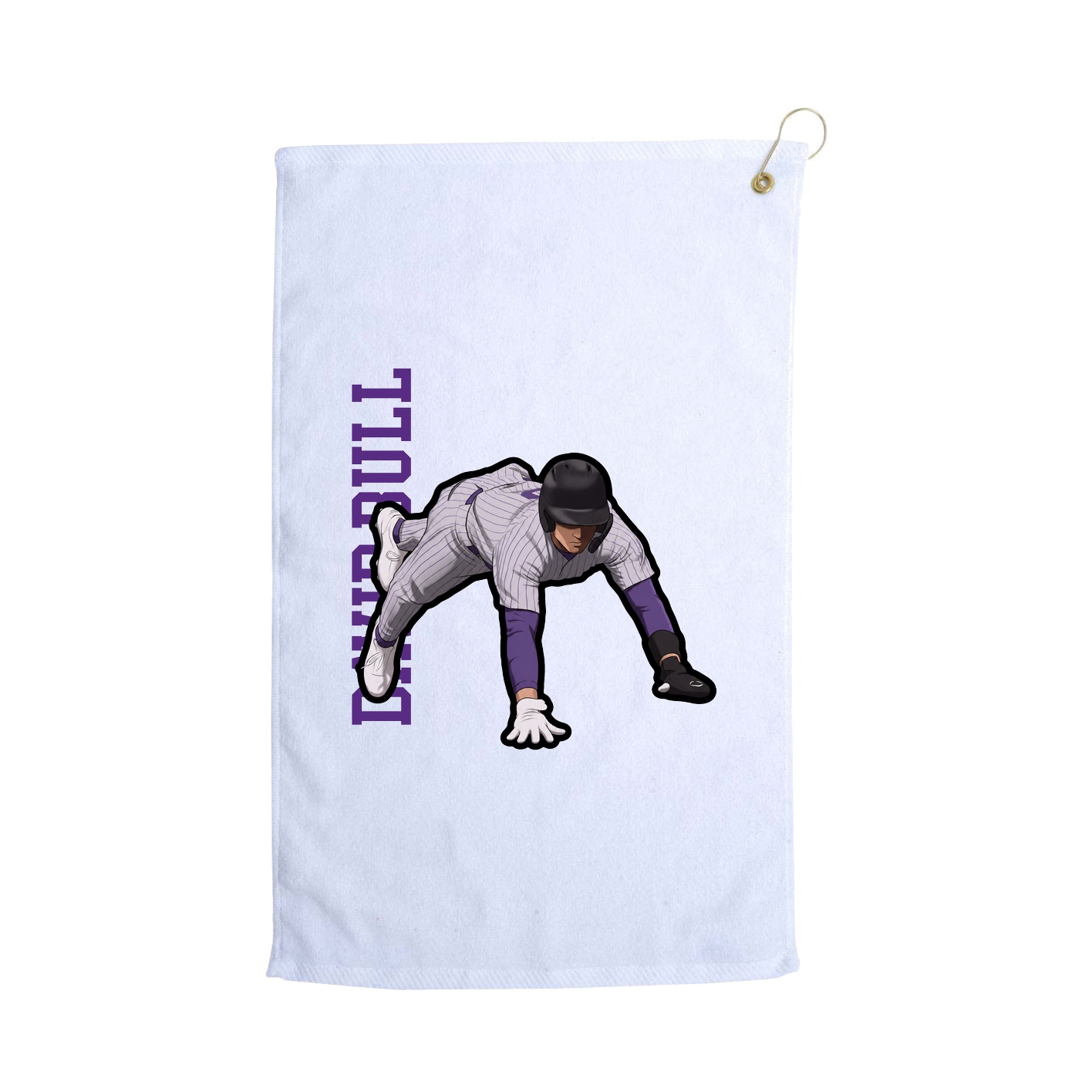 Golf Towel — Name Vertical in White