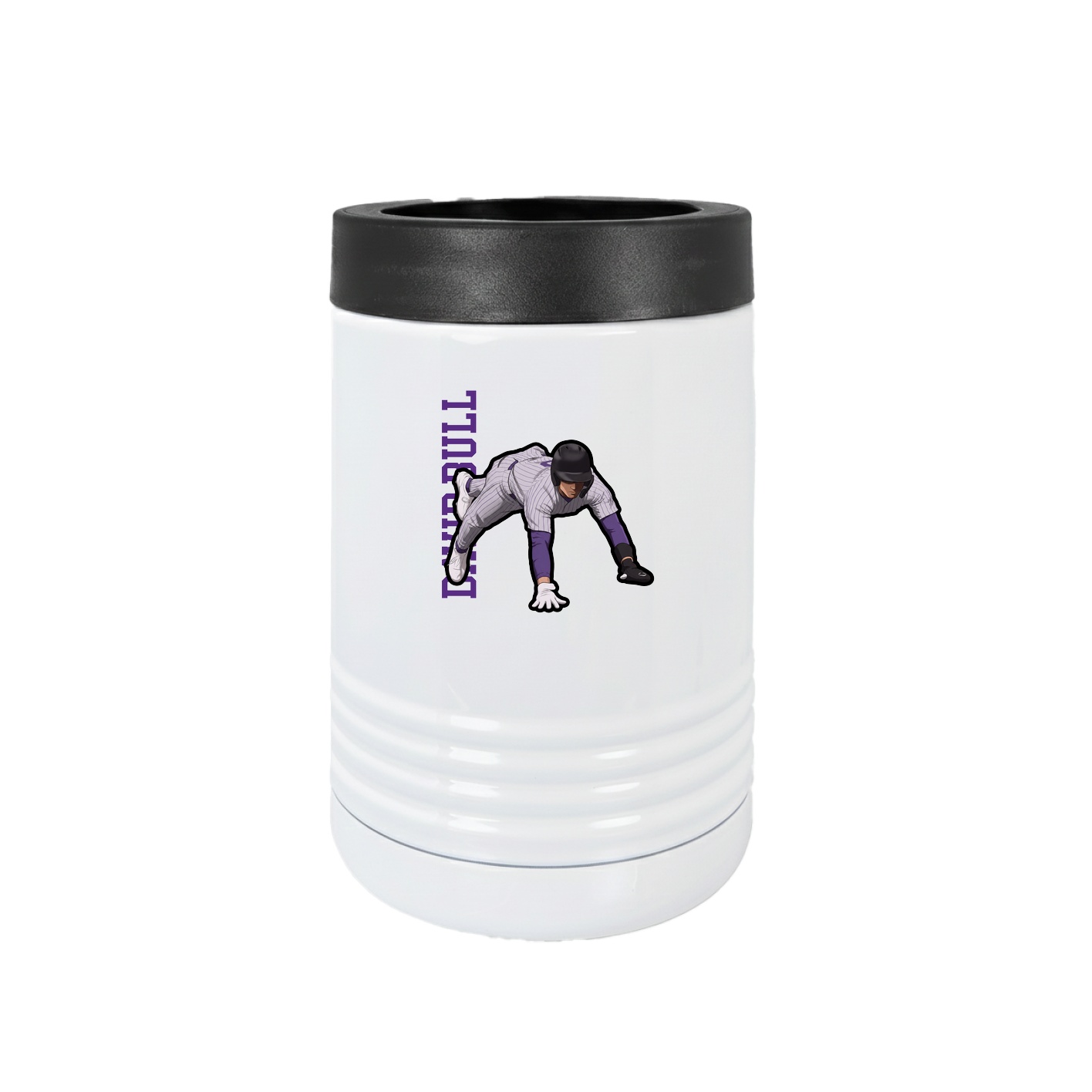Beverage Holder — Name Vertical in White