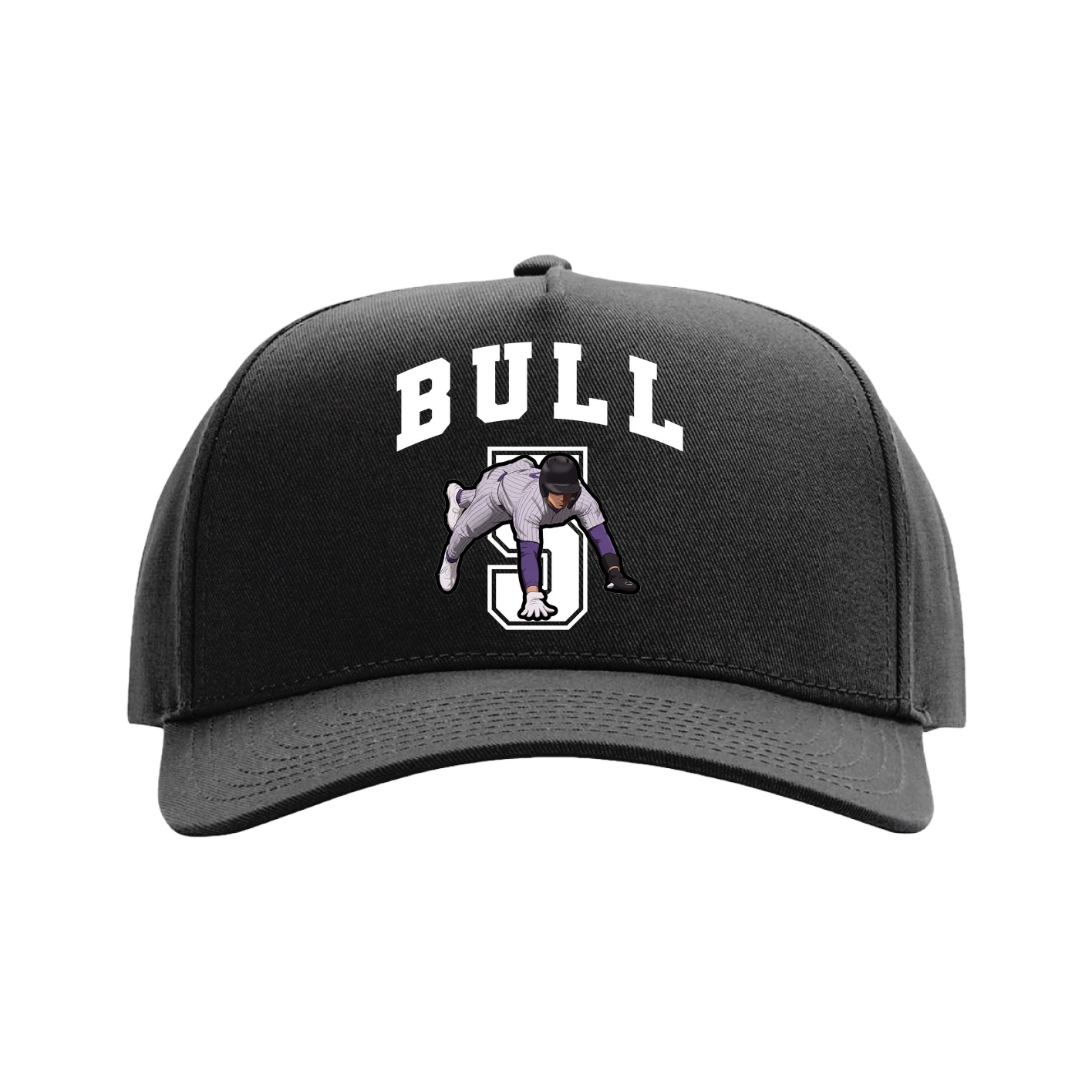 Full Fabric Five-Panel Champ Cap — Number in Black