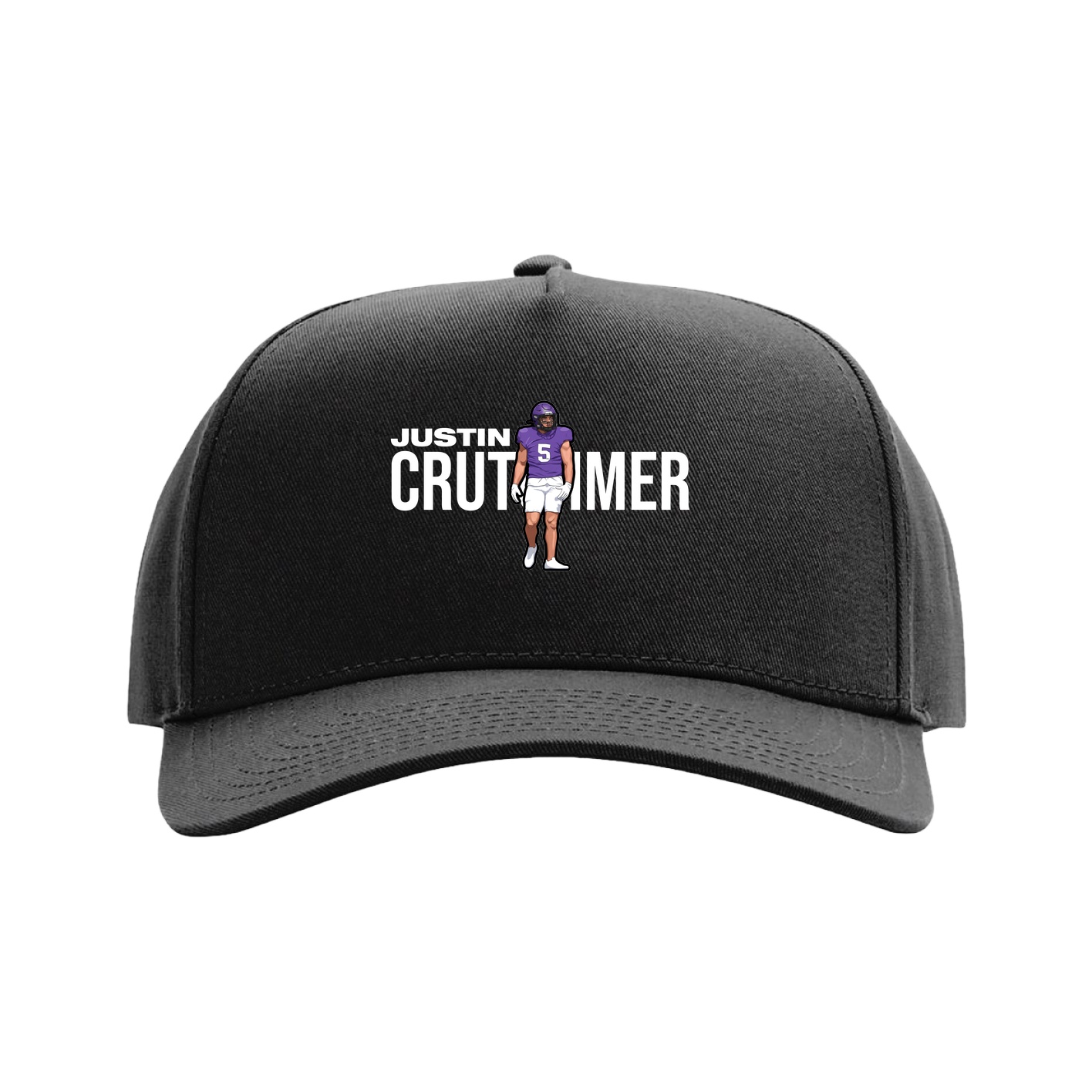 Full Fabric Five-Panel Champ Cap — Player Name in Black