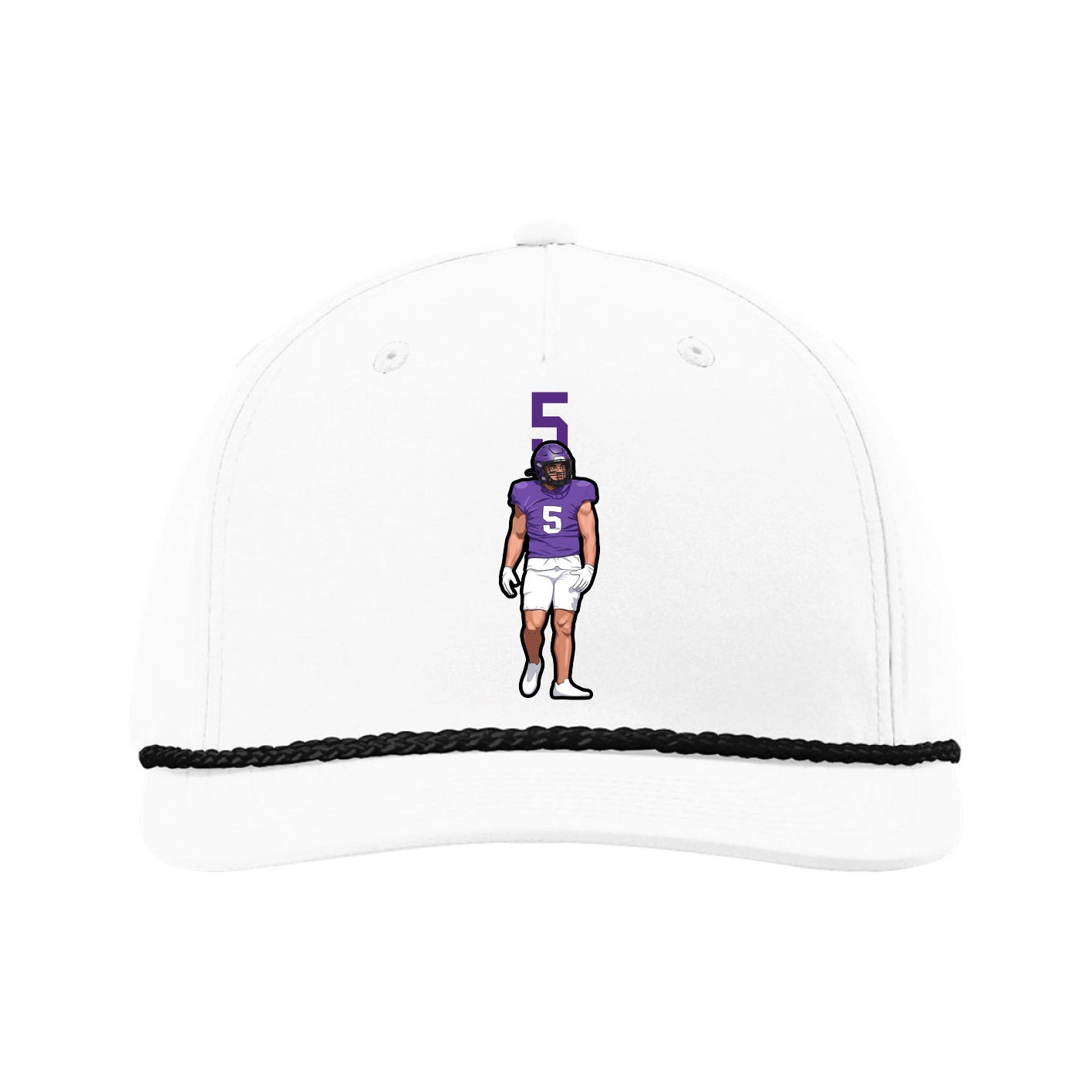 Five-Panel Classic Rope Cap — Number Top in White