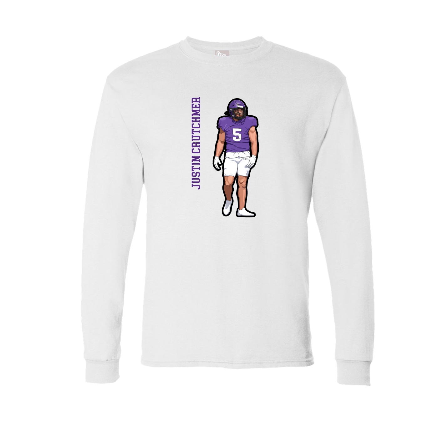 Long Sleeve Tee — Name Vertical in White