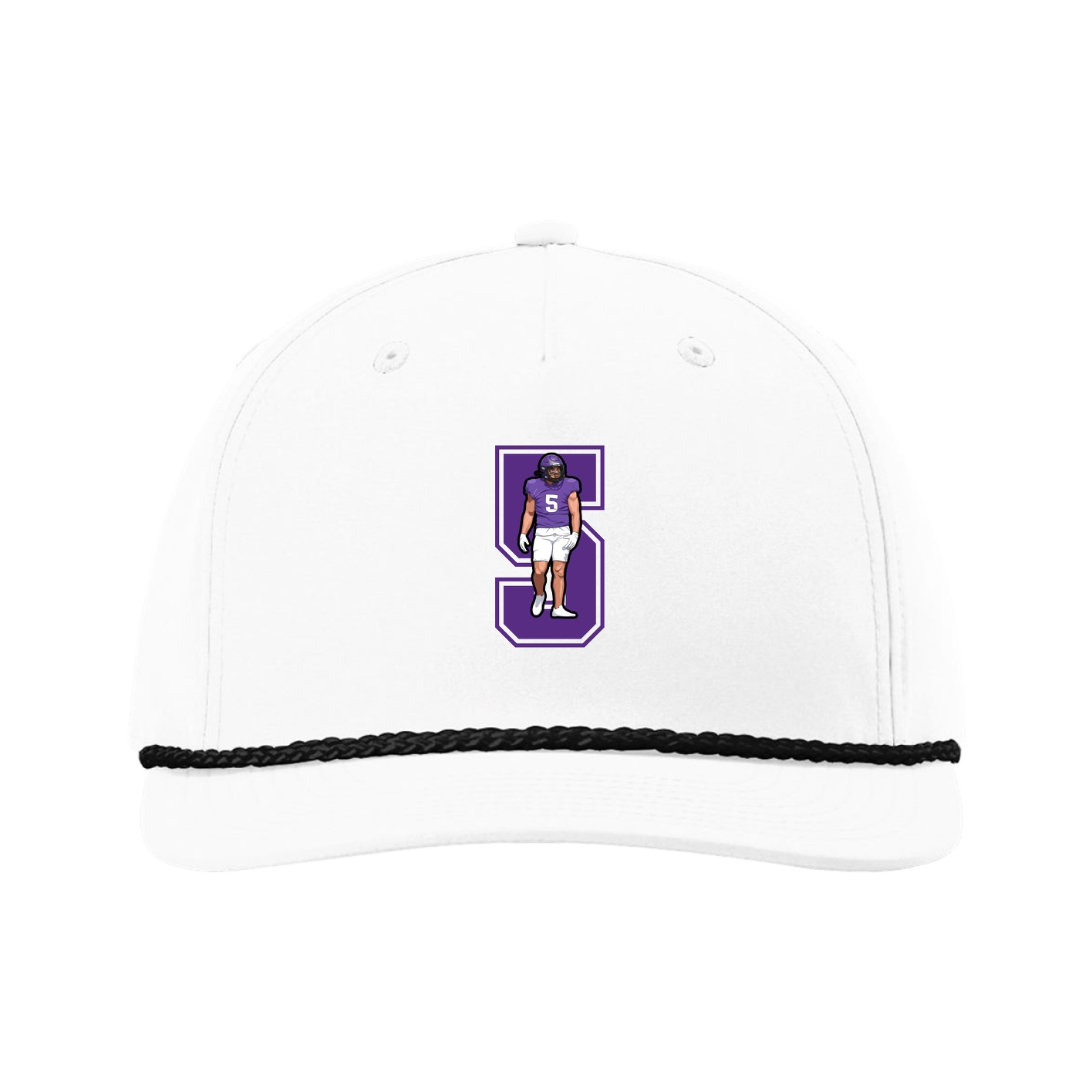 Five-Panel Classic Rope Cap — Number in White