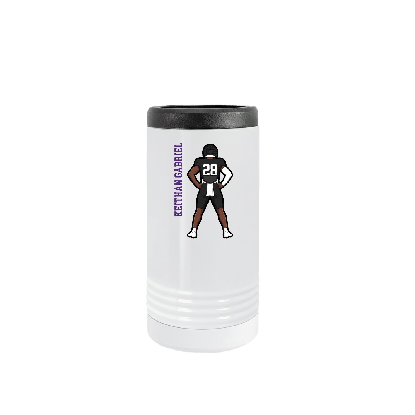 Slim Beverage Holder — Name Vertical in White