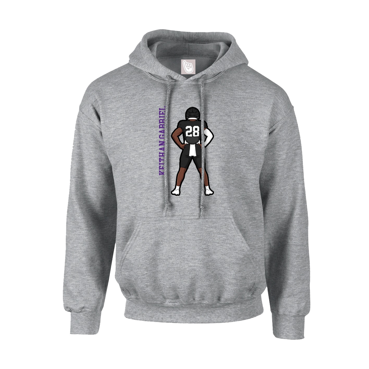 Youth Hoodie — Name Vertical in Grey