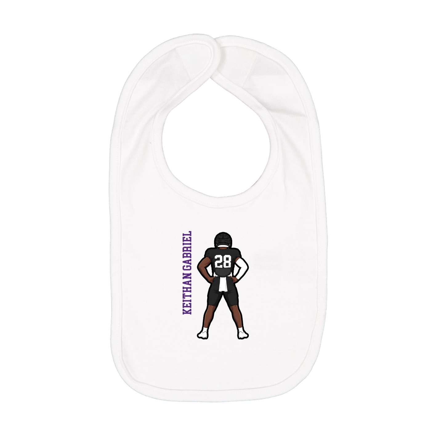 Infant Bib — Name Vertical in White