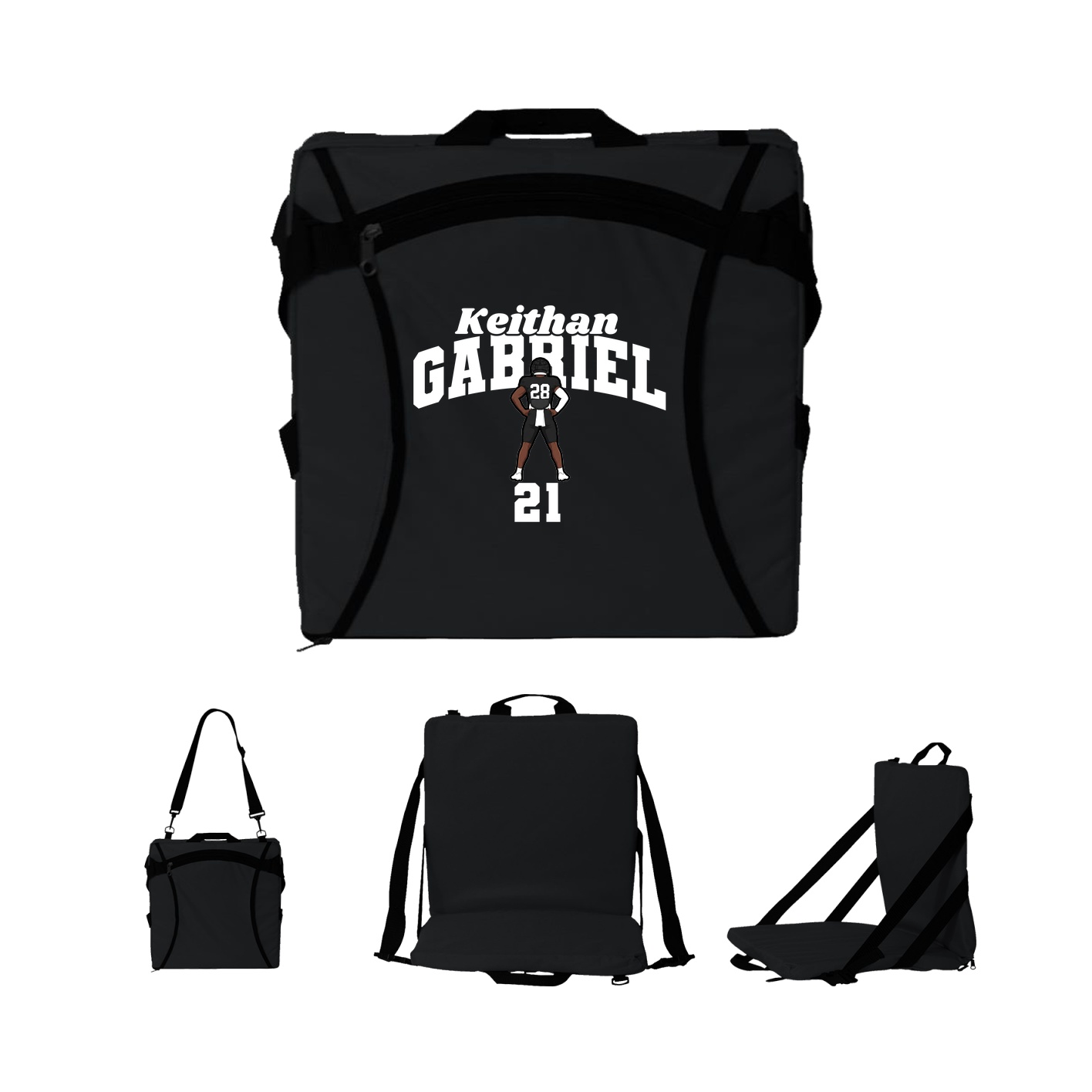 Folding Stadium Seat — Signature Arch in Black