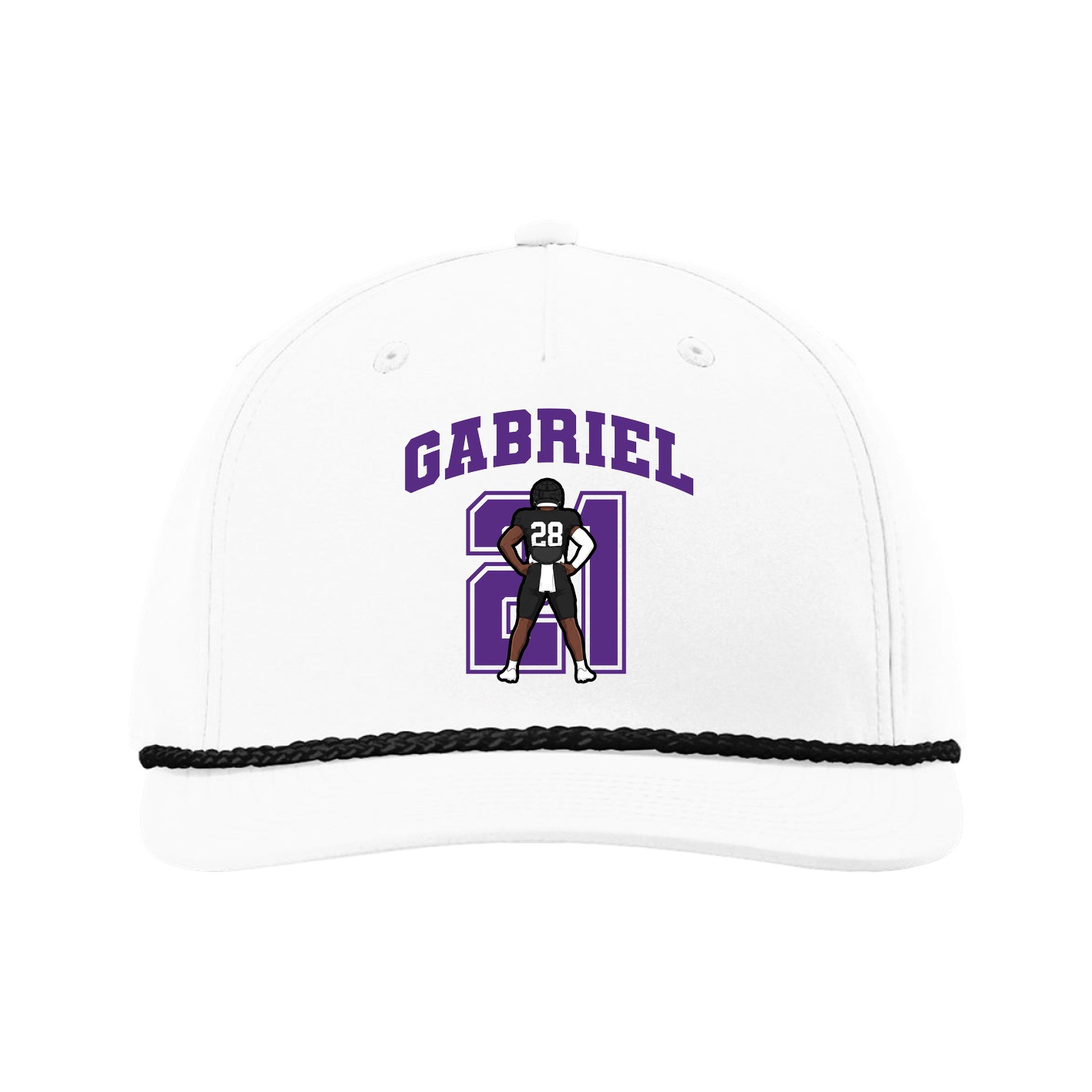 Five-Panel Classic Rope Cap — Number in White